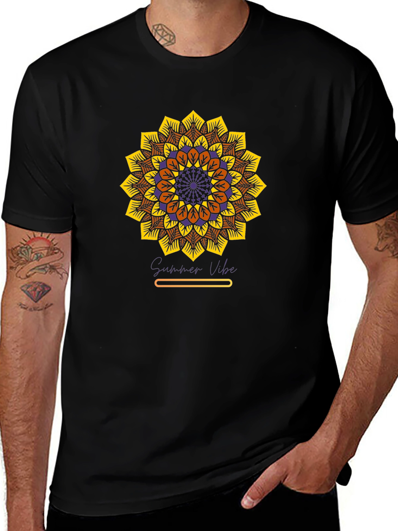 Sunflower Mandala Graphic Tee - Summer Vibe