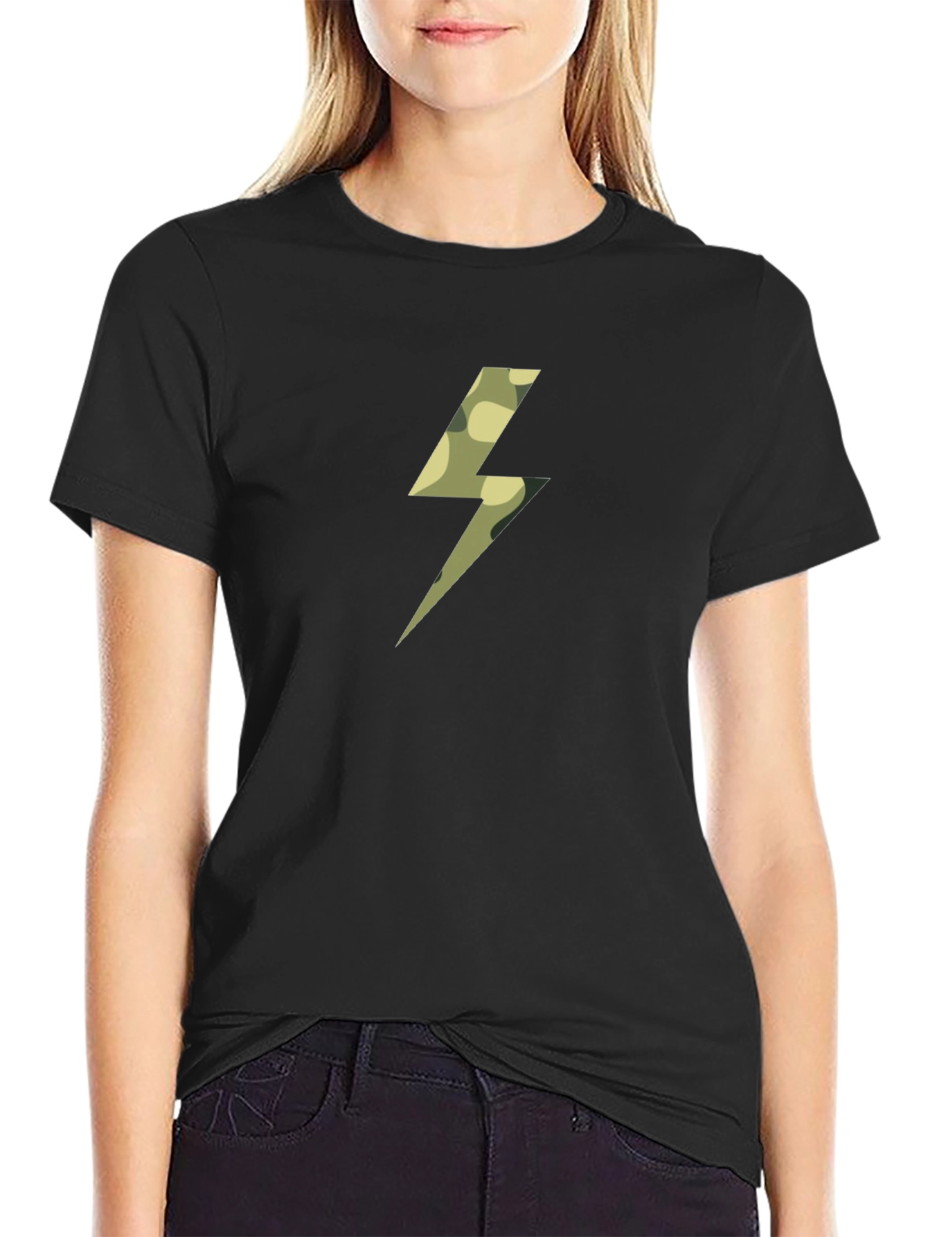 Camo Bolt Black T-Shirt - Striking Graphic Tee