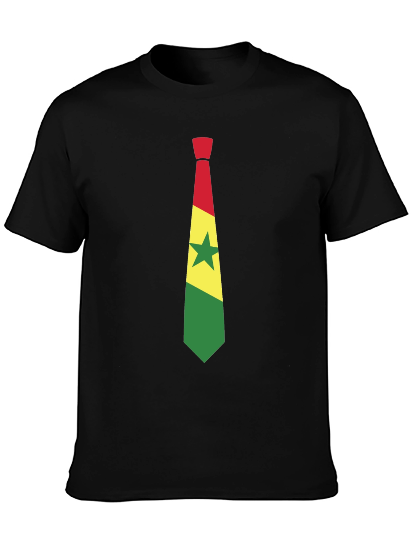 Ghana Flag Tie Graphic Black T-Shirt