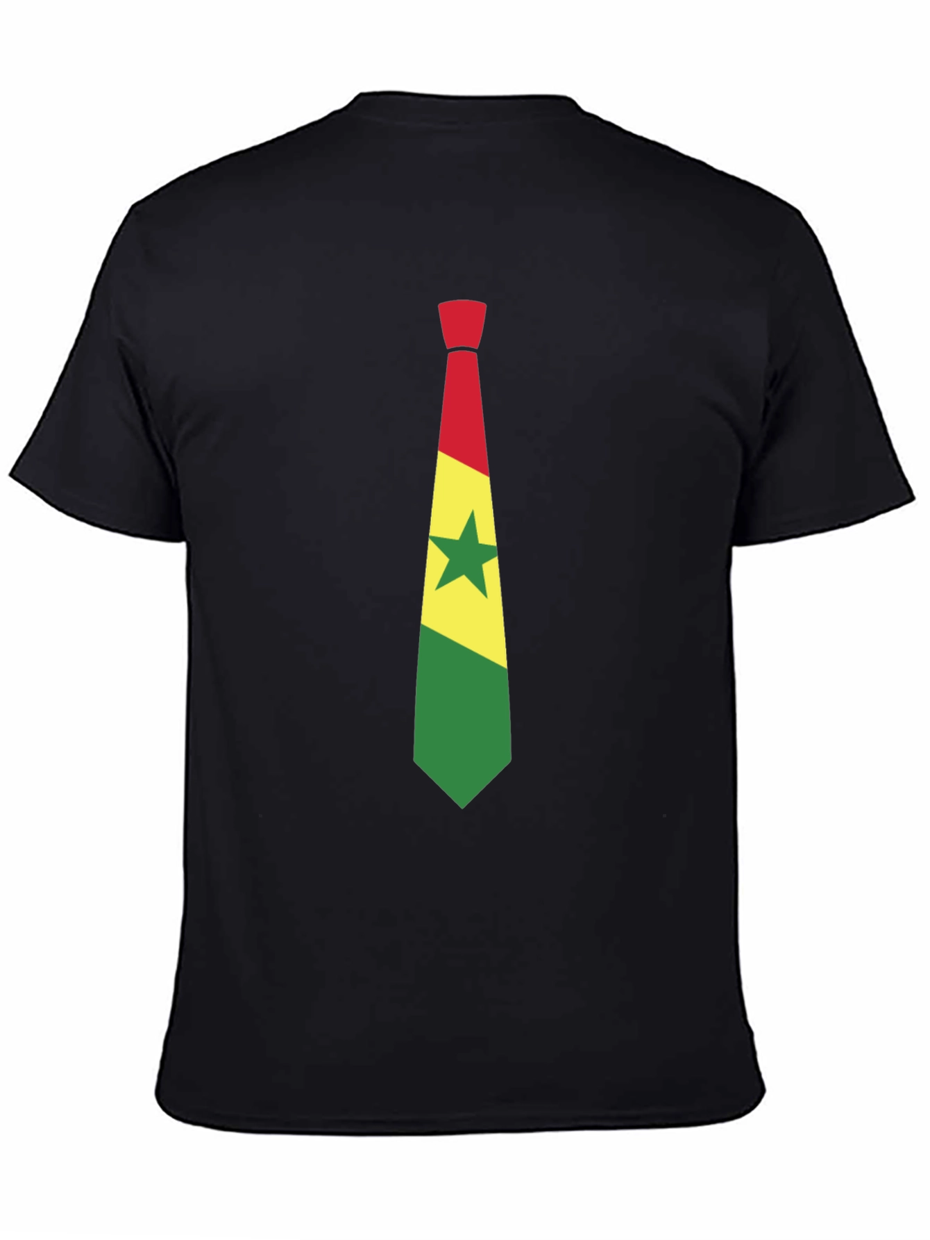 Ghana Flag Tie Graphic Black T-Shirt