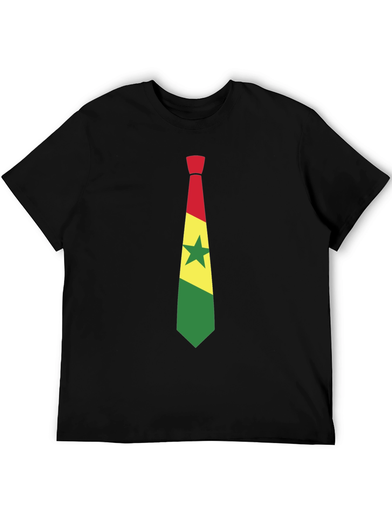 Ghana Flag Tie Graphic Black T-Shirt