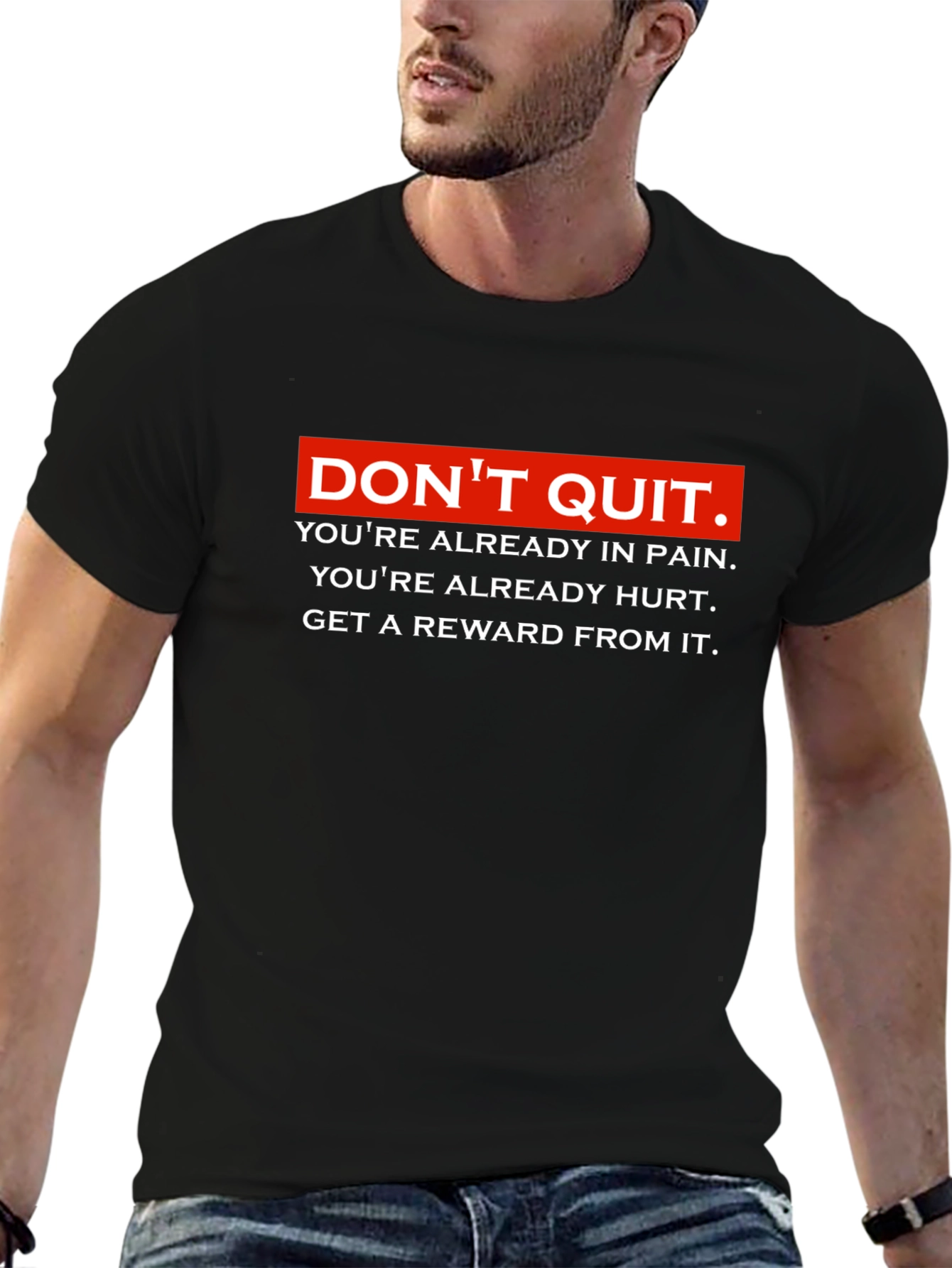 Motivational Dont Quit Graphic Black T-Shirt