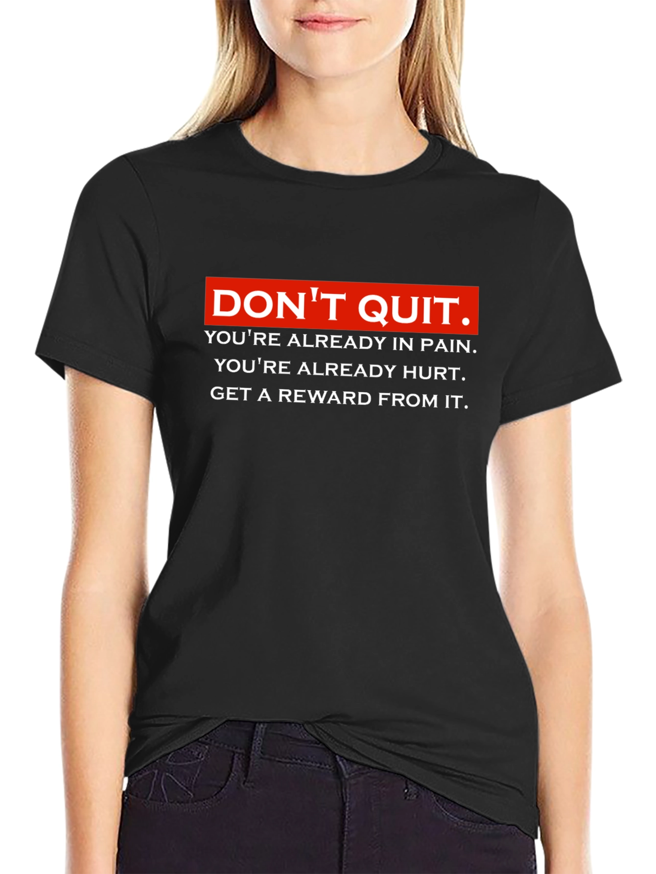 Motivational Dont Quit Graphic Black T-Shirt
