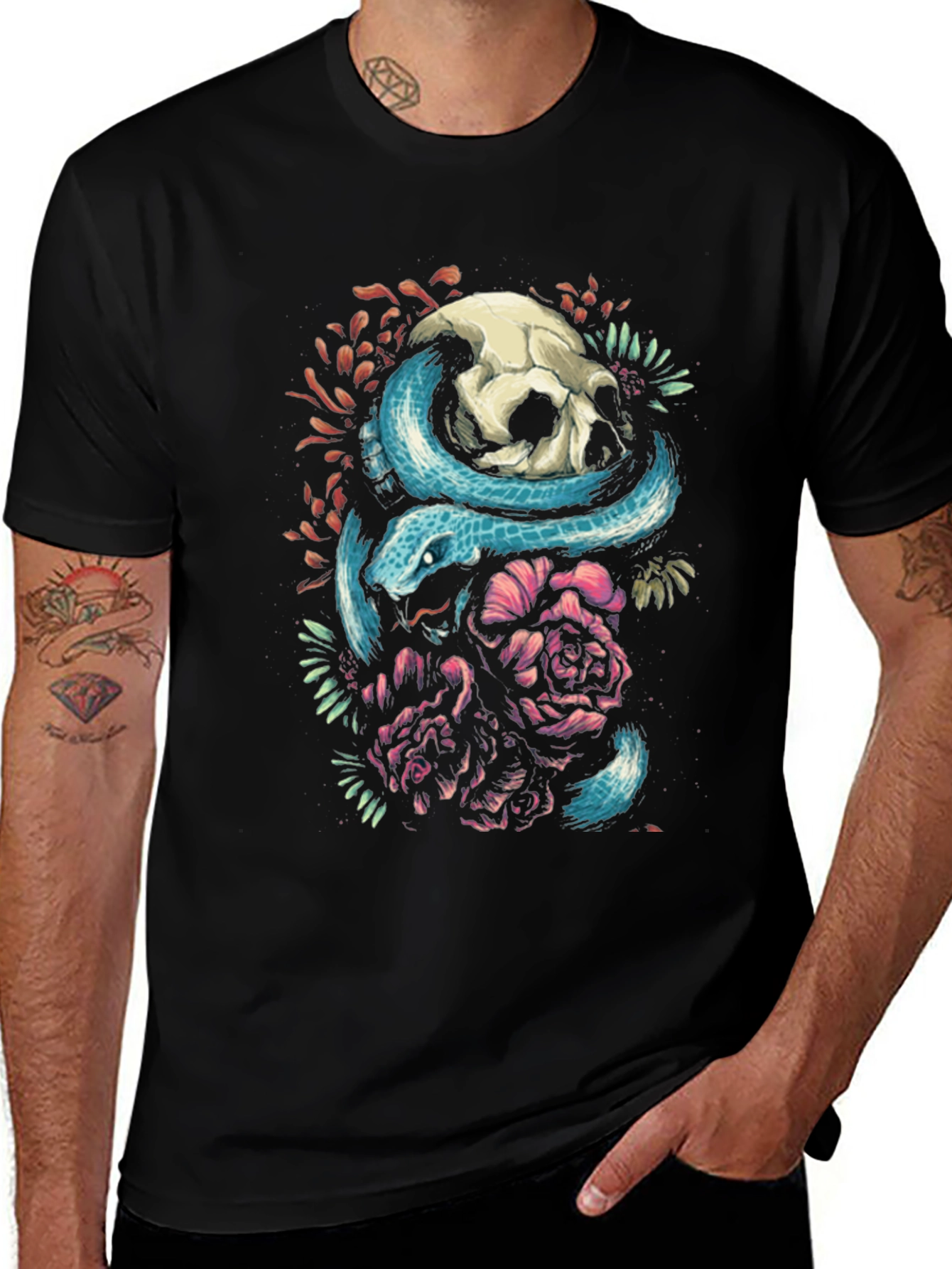 Skull & Snake Graphic Tee - Unique Design