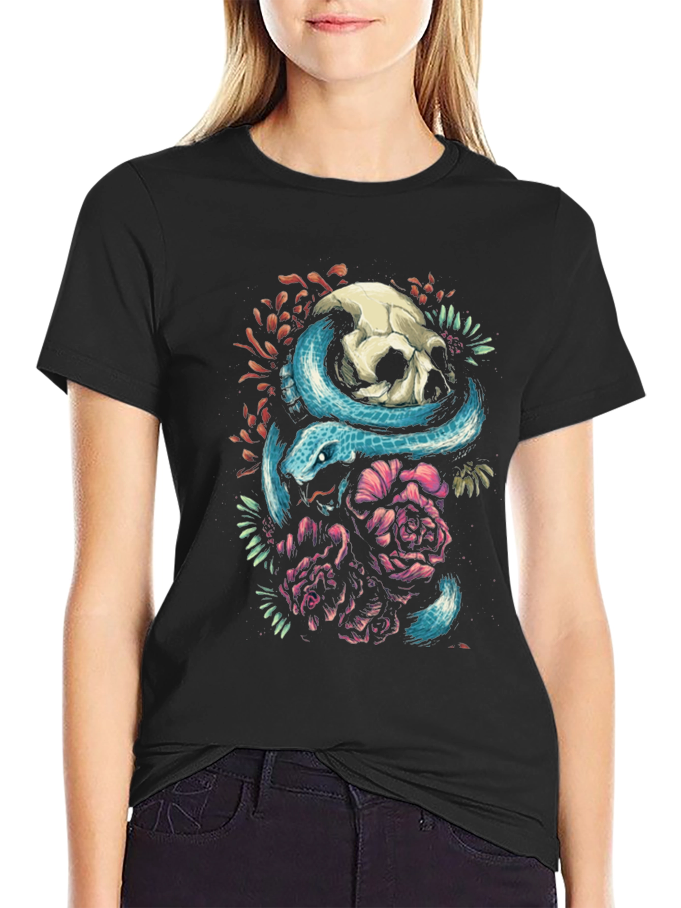 Skull & Snake Graphic Tee - Unique Design