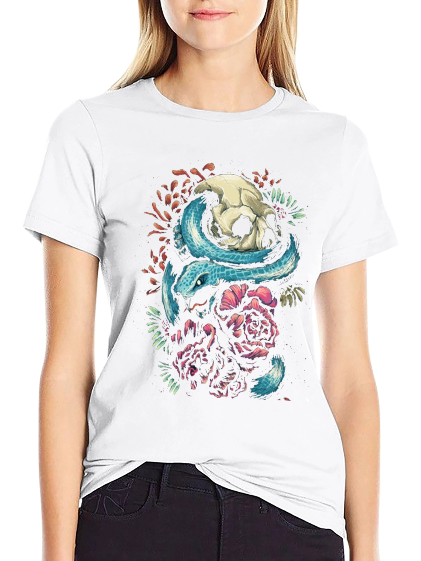 Skull & Snake Graphic Tee - Unique Design
