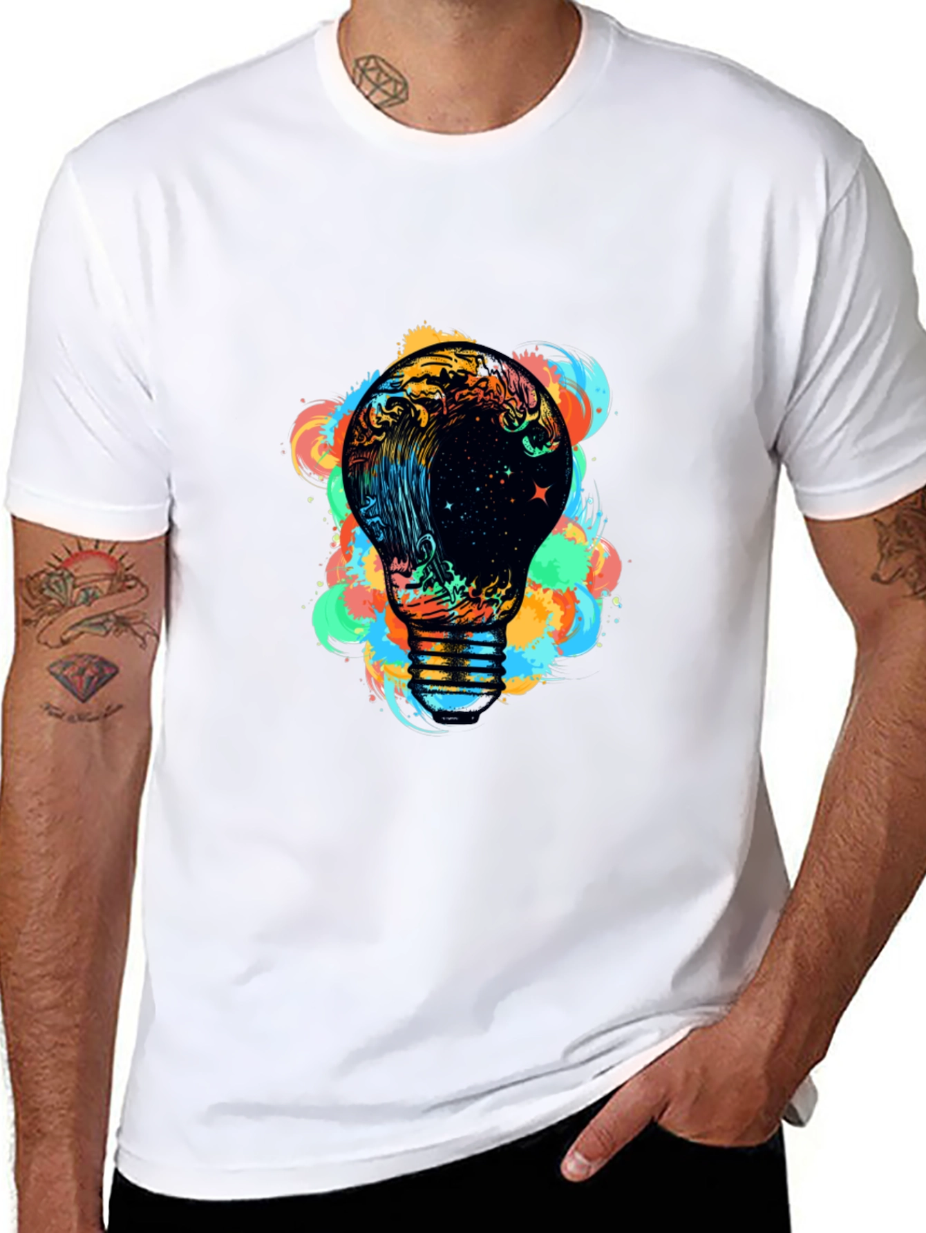 Cosmic Wave Bulb Graphic Black Tee