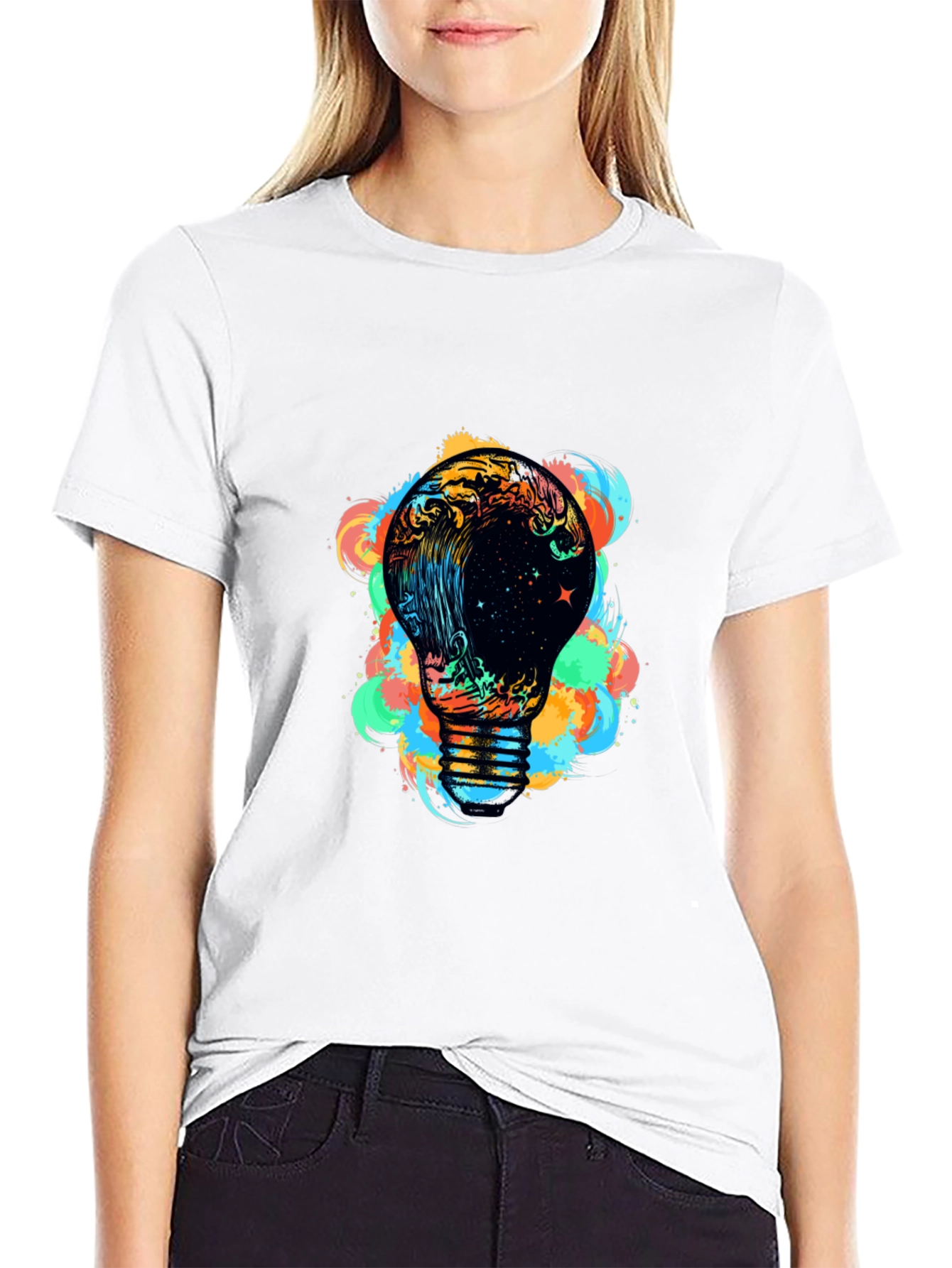 Cosmic Wave Bulb Graphic Black Tee