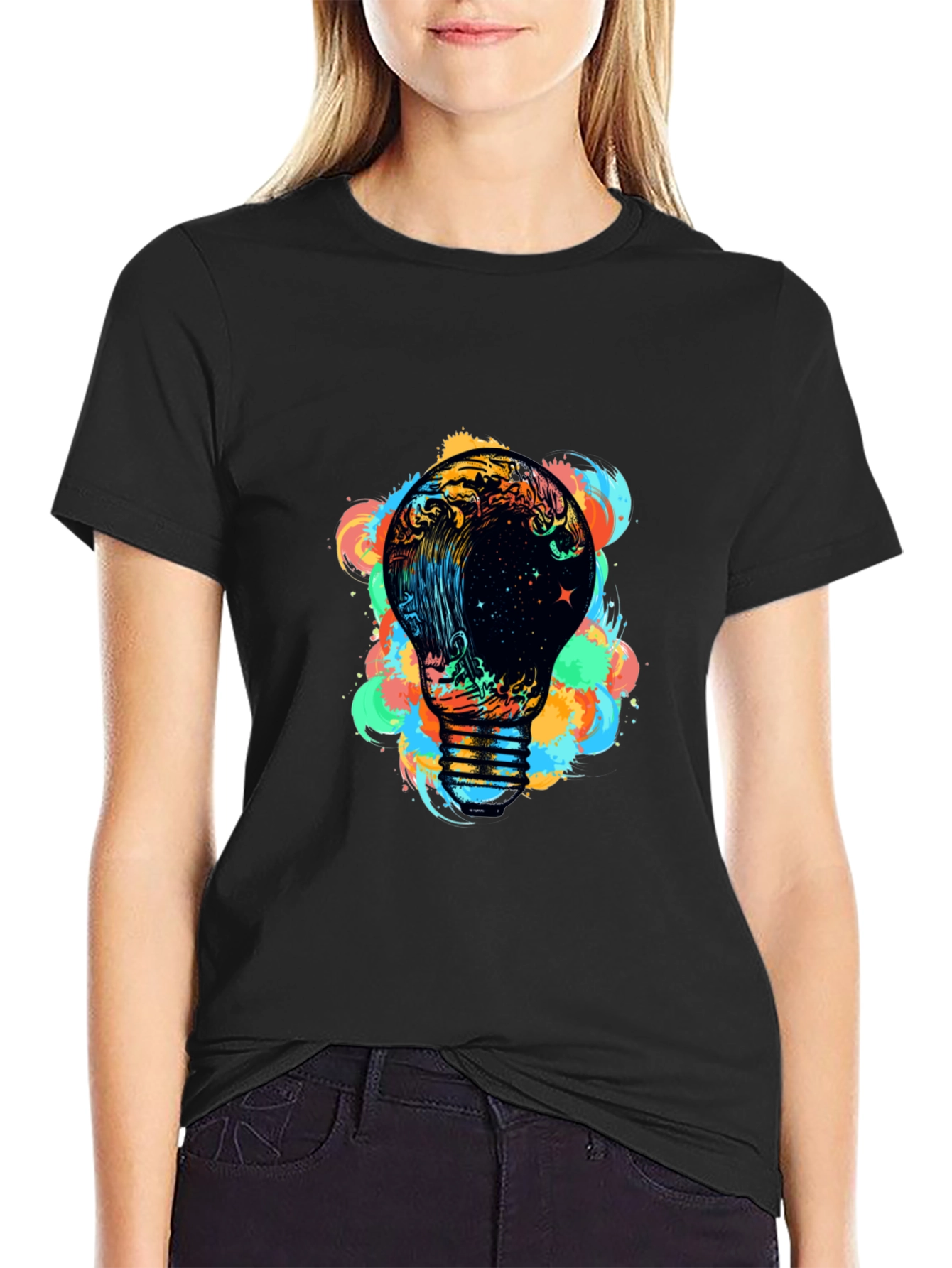 Cosmic Wave Bulb Graphic Black Tee
