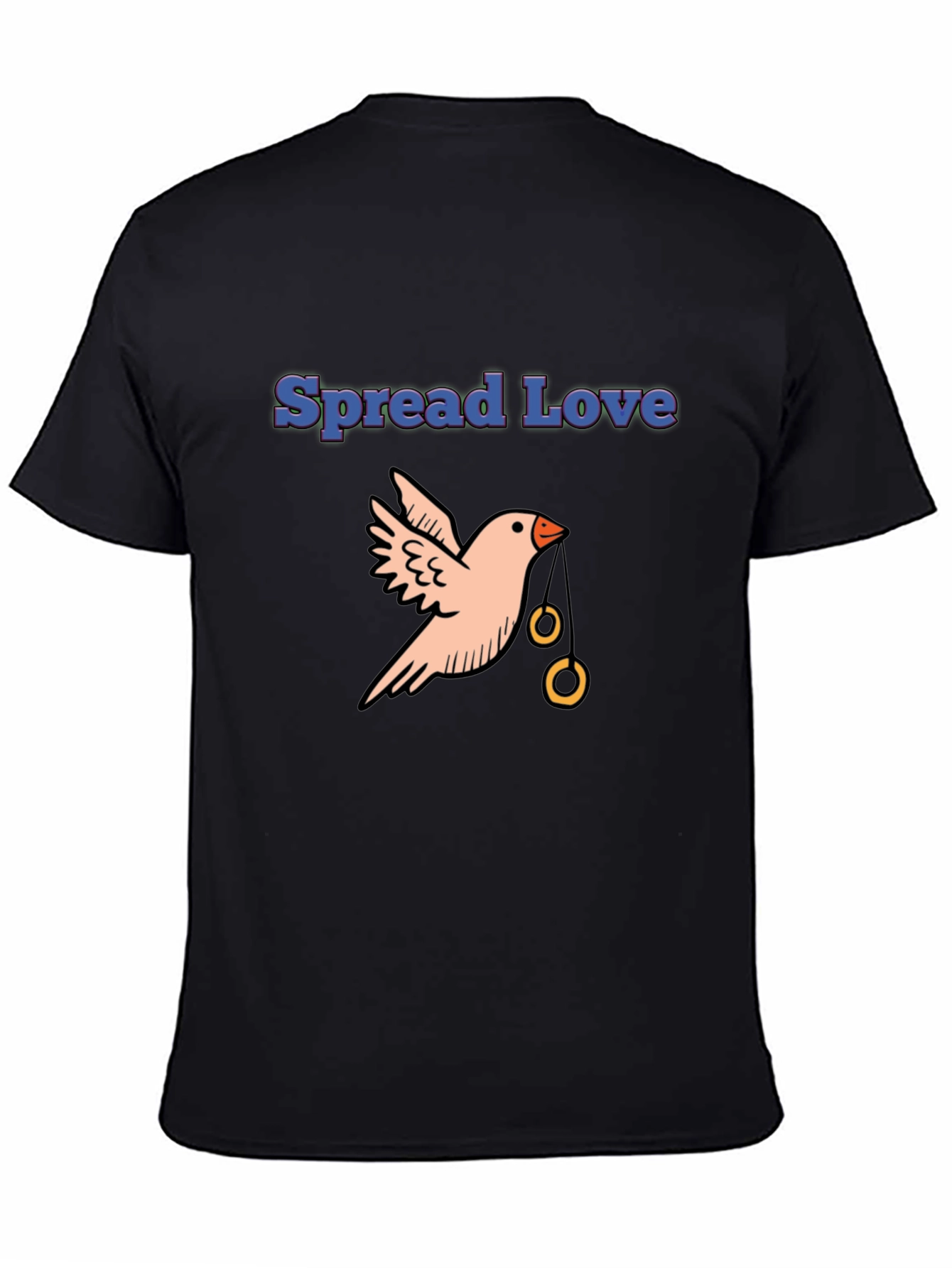 Spread Love Bird Graphic Tee - Black Cotton Casual