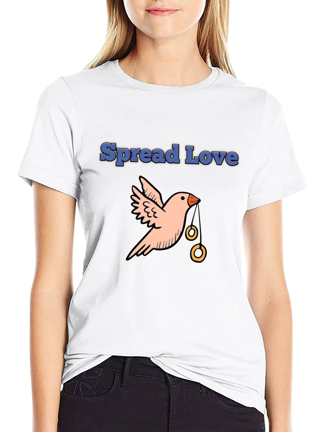 Spread Love Bird Graphic Tee - Black Cotton Casual