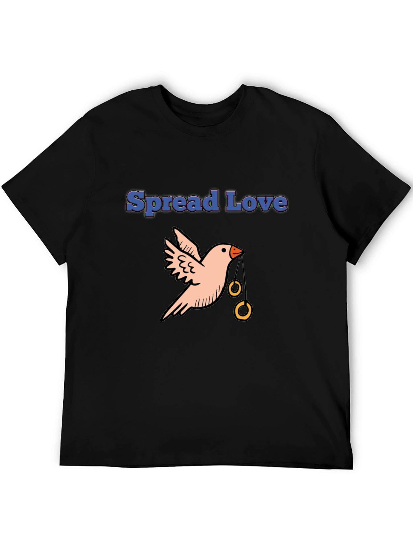 Spread Love Bird Graphic Tee - Black Cotton Casual