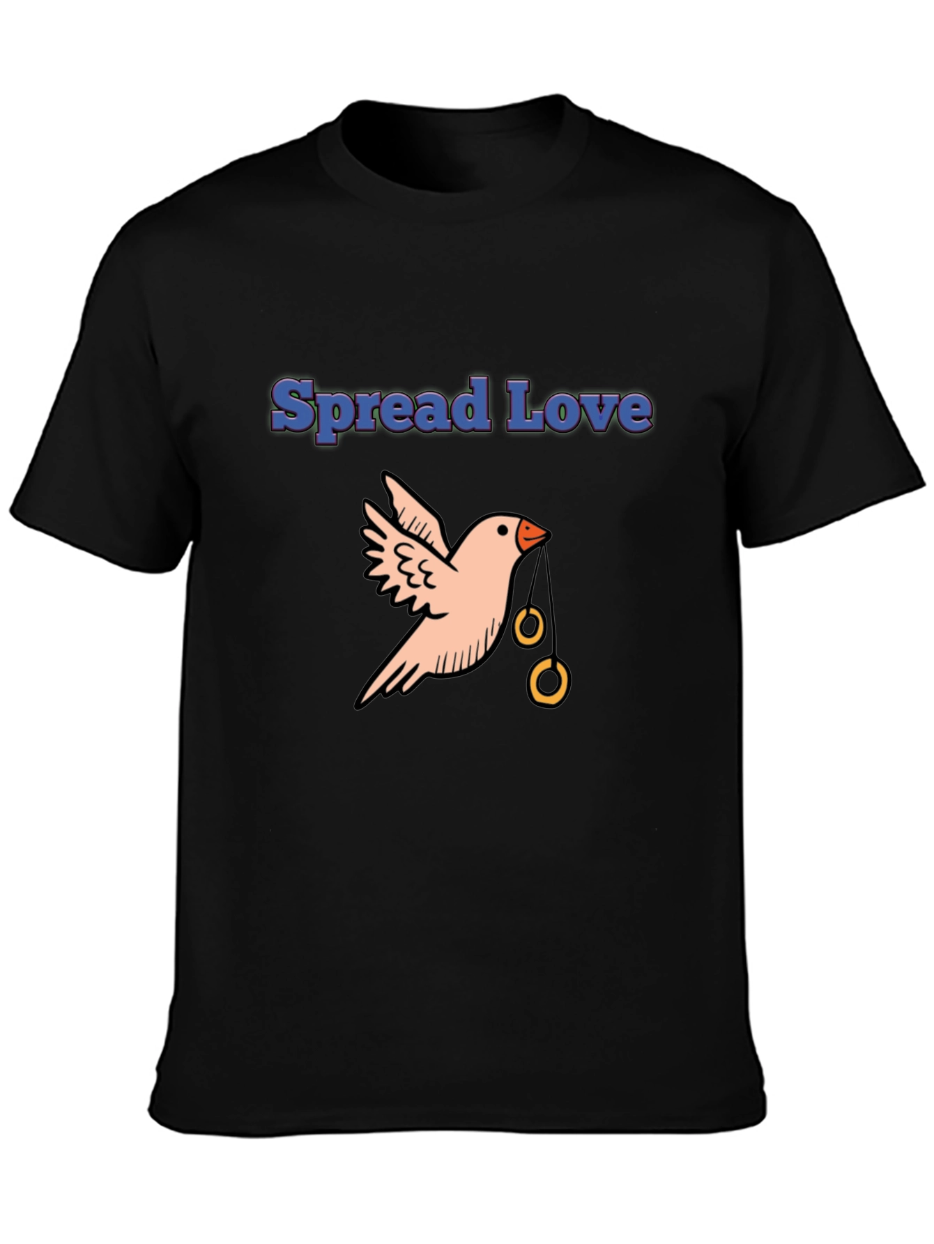 Spread Love Bird Graphic Tee - Black Cotton Casual