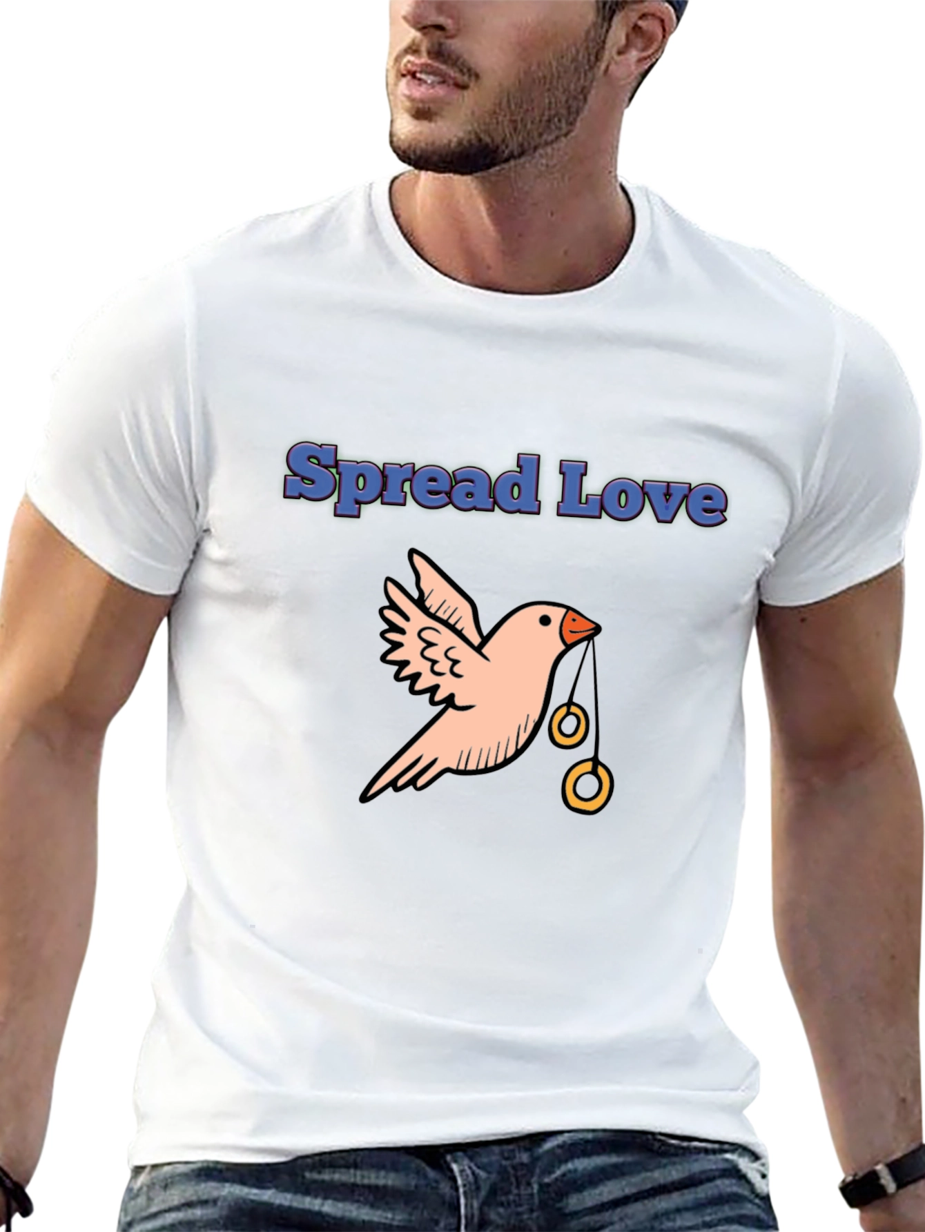 Spread Love Bird Graphic Tee - Black Cotton Casual
