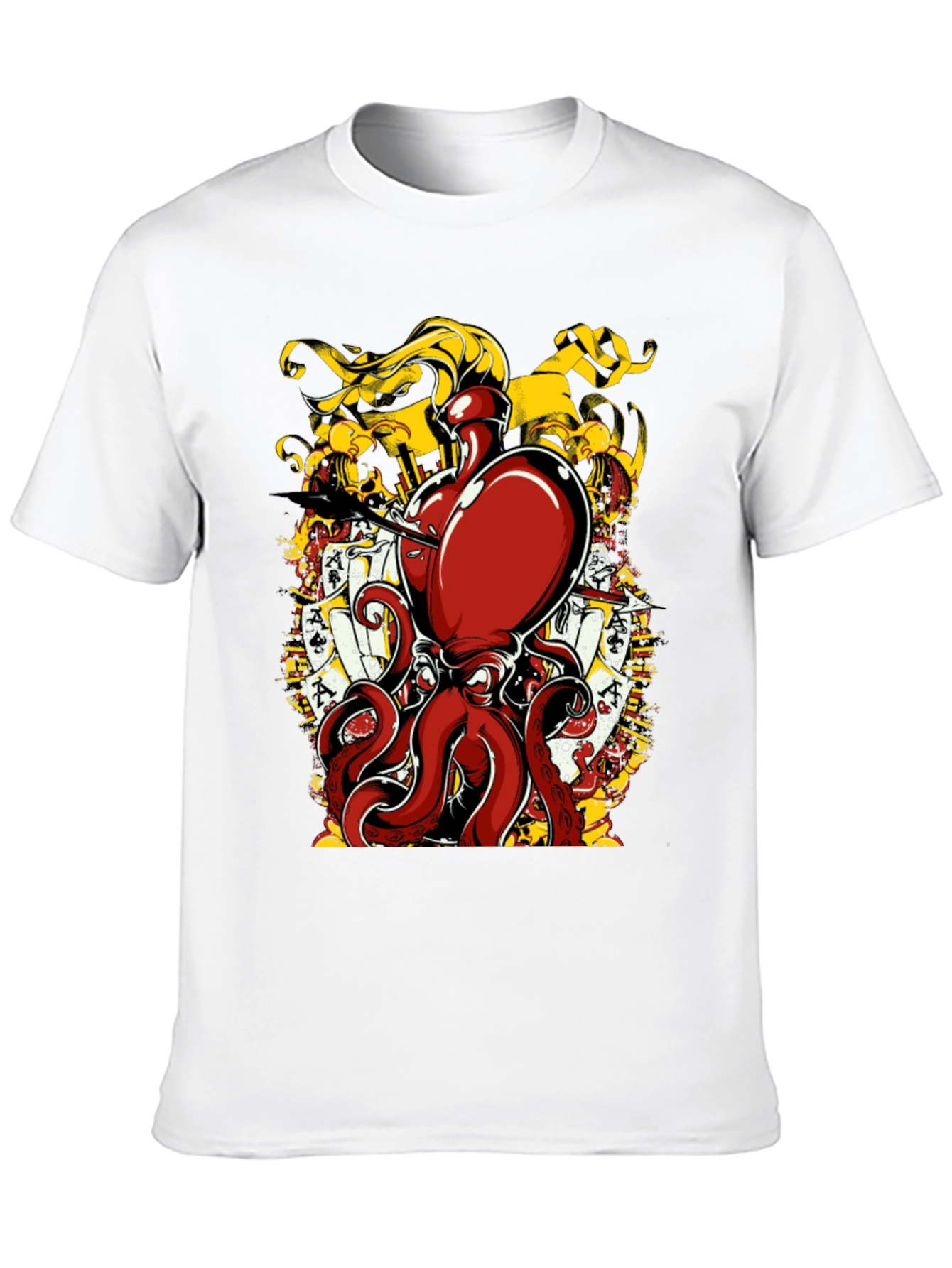 Octopus Poker Card Graphic T-Shirt