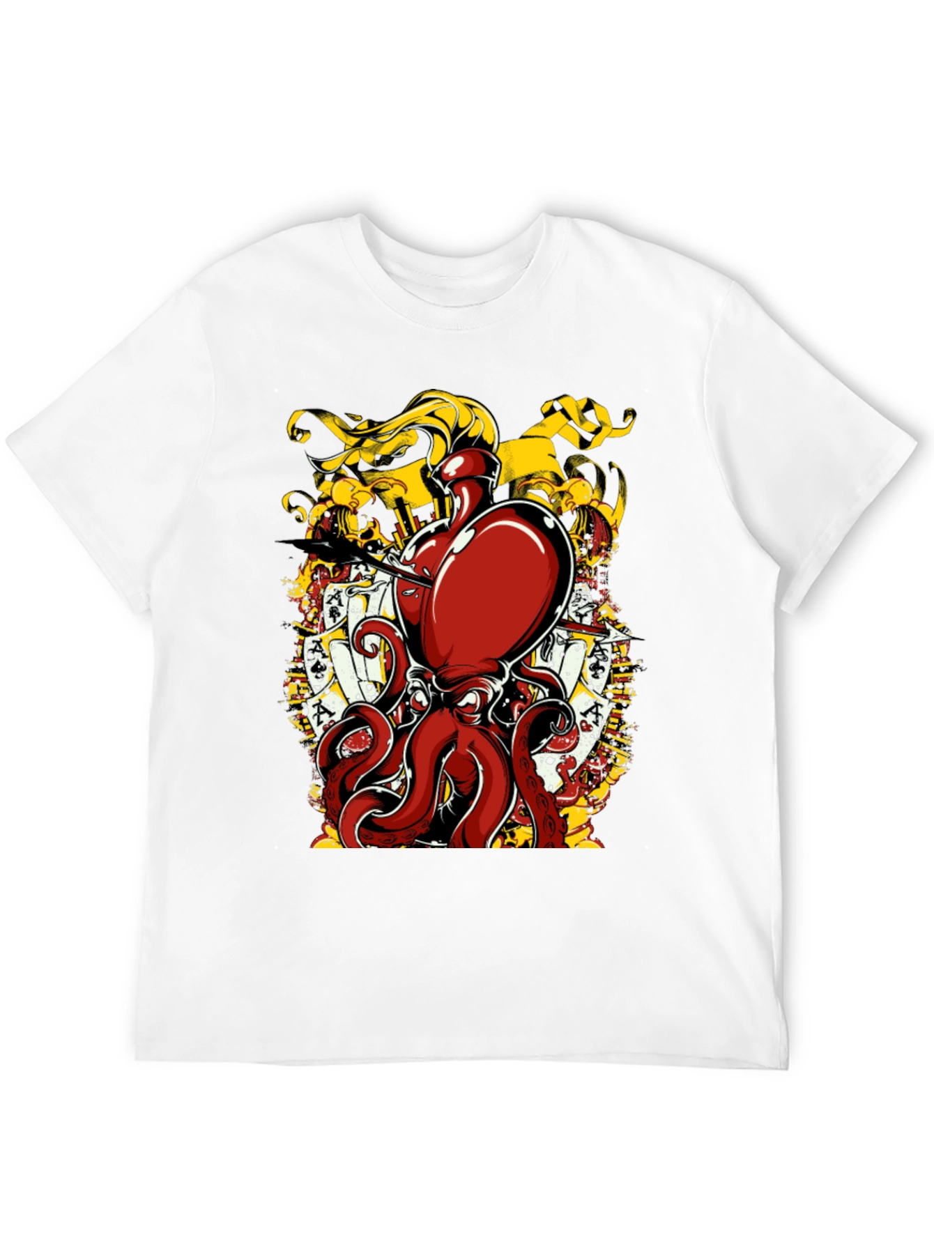 Octopus Poker Card Graphic T-Shirt