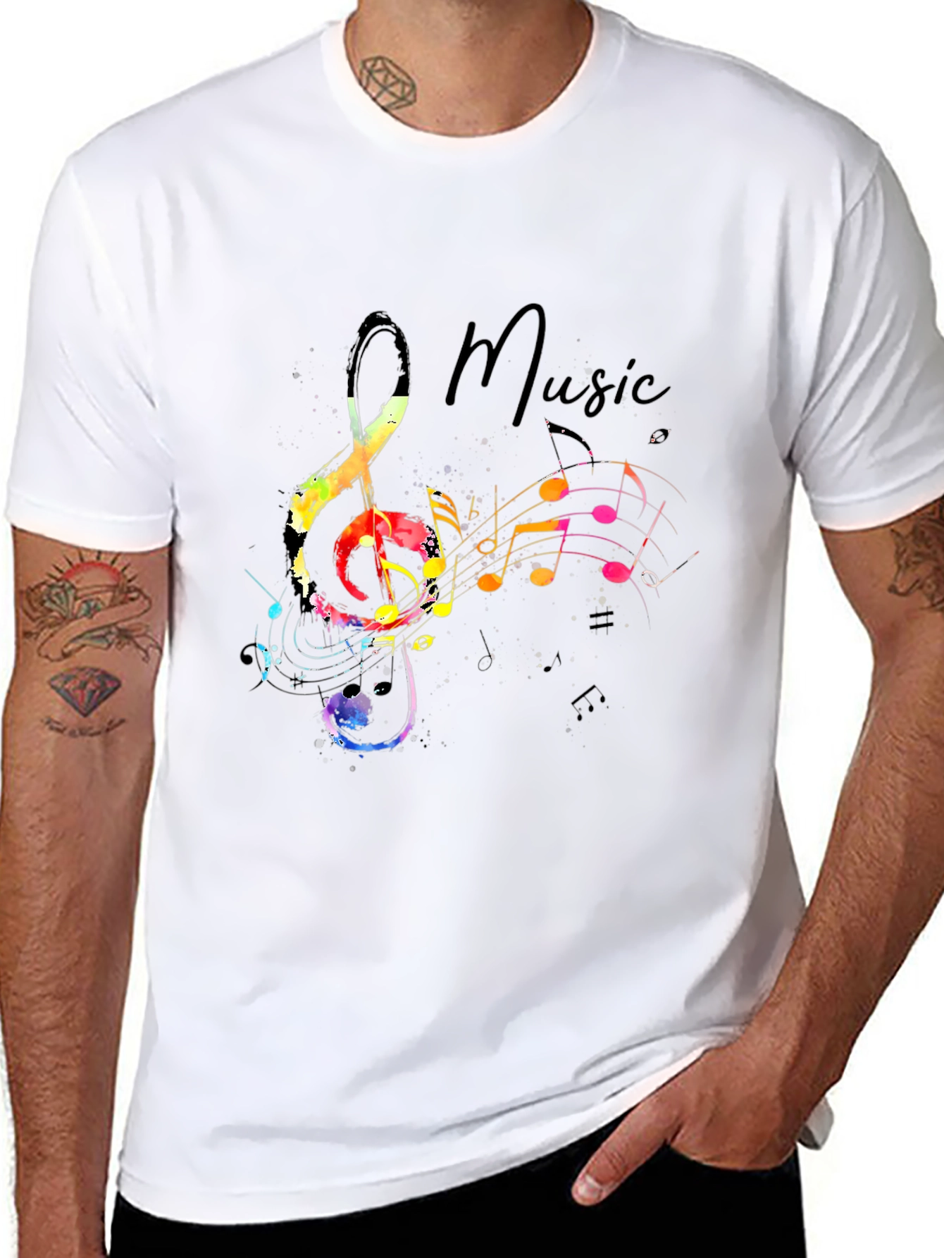 Music Note Graphic Black T-Shirt