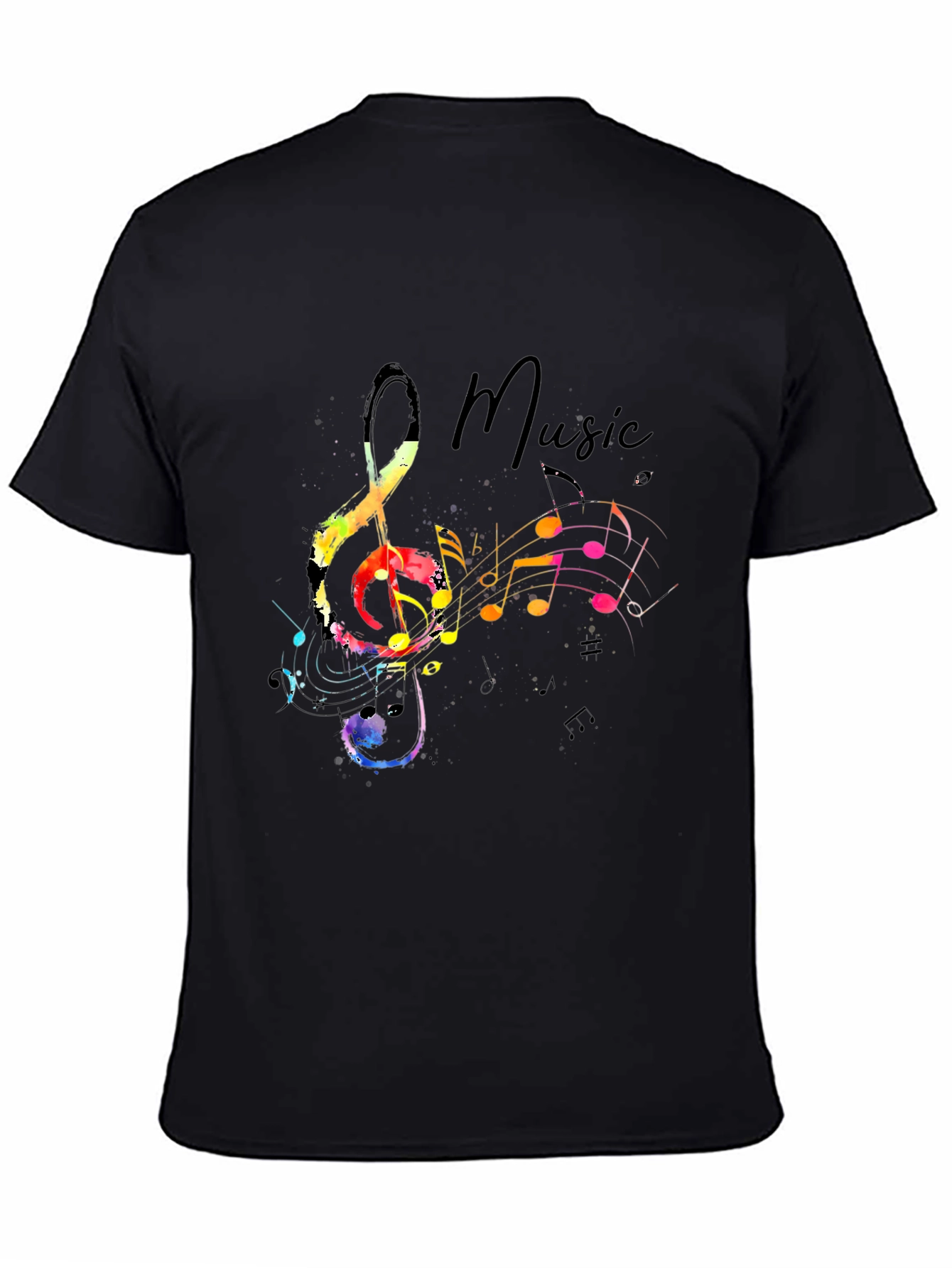 Music Note Graphic Black T-Shirt