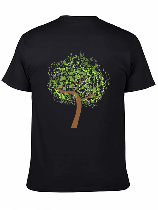 Nature Tree Graphic Tee - Black Cotton T-Shirt