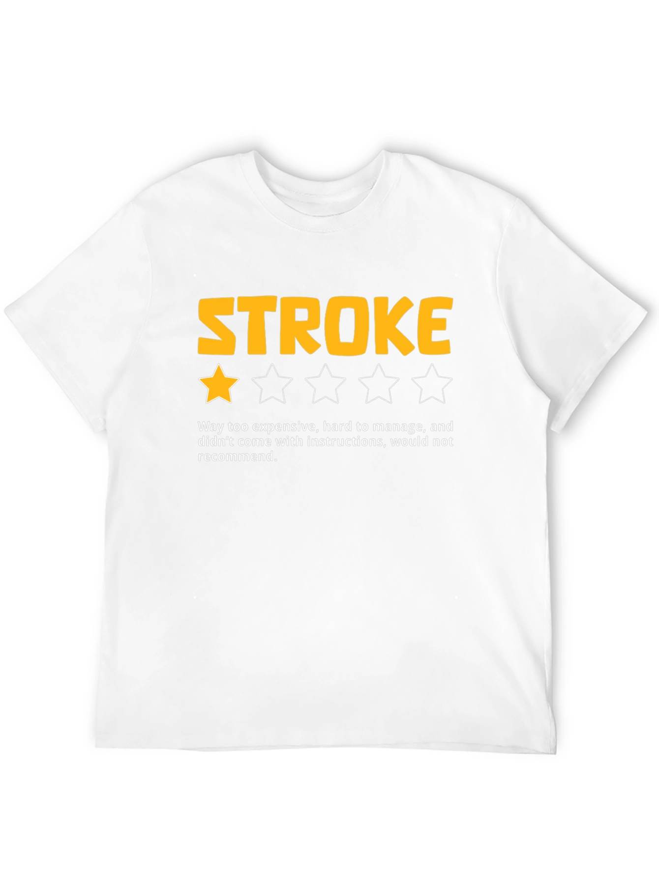 Funny Stroke One-Star Review Black T-Shirt