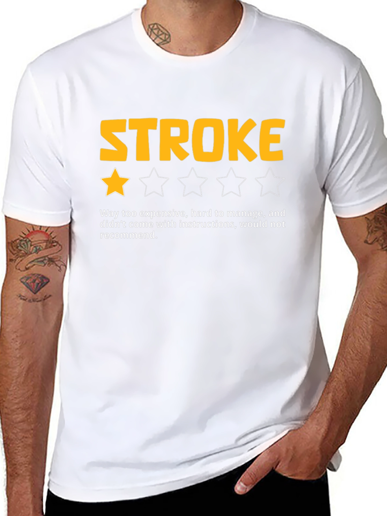 Funny Stroke One-Star Review Black T-Shirt