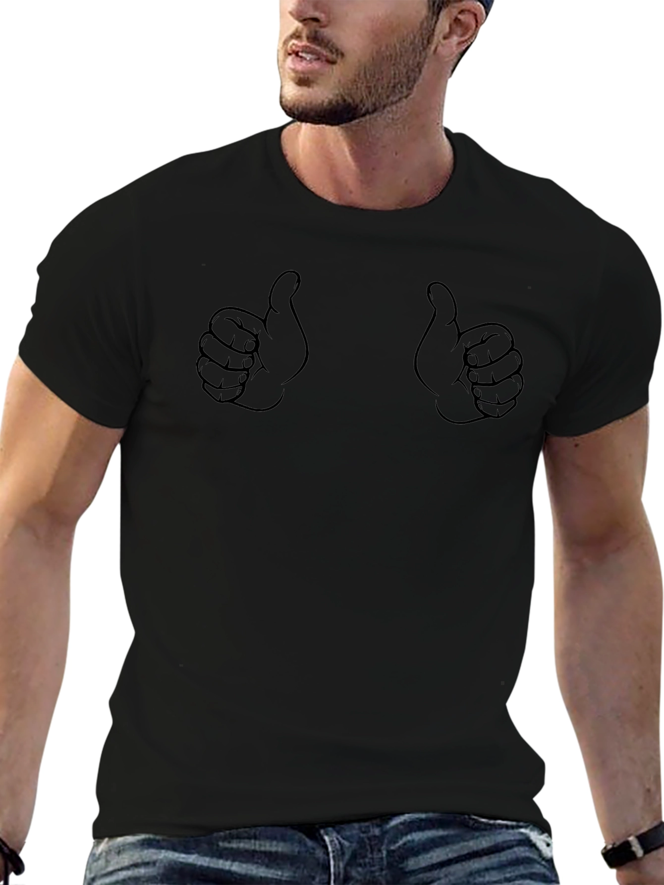 Thumbs Up Graphic Black T-Shirt