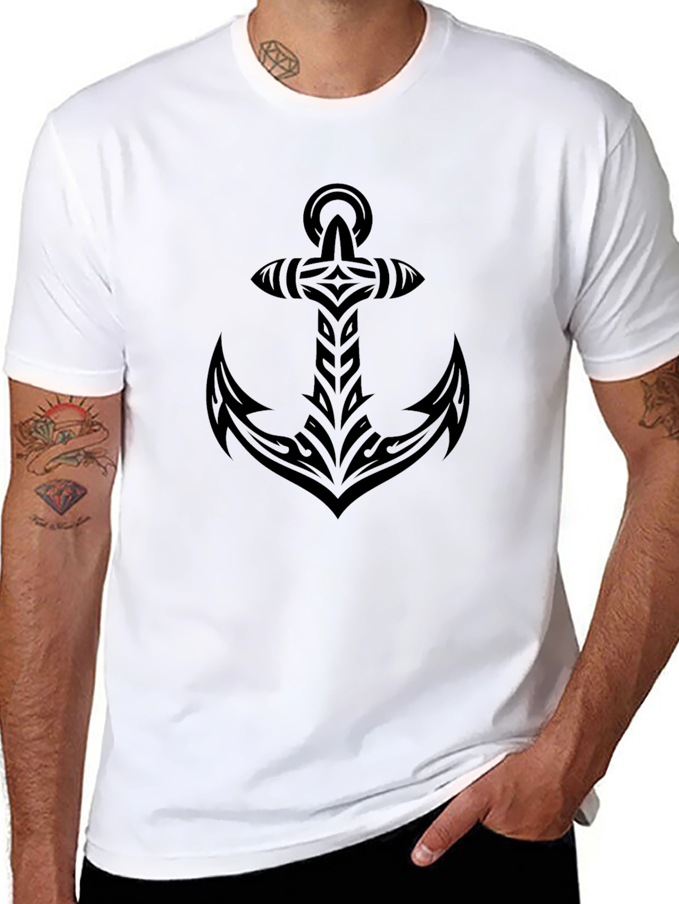 Tribal Anchor Black T-Shirt