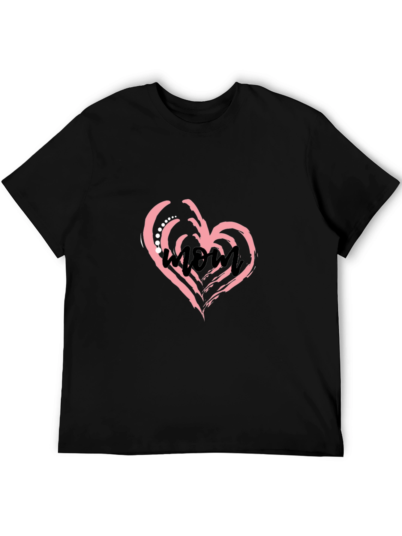 Stylish Black T-Shirt with Mom Heart Design