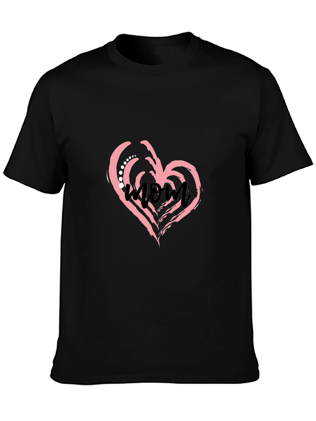 Stylish Black T-Shirt with Mom Heart Design