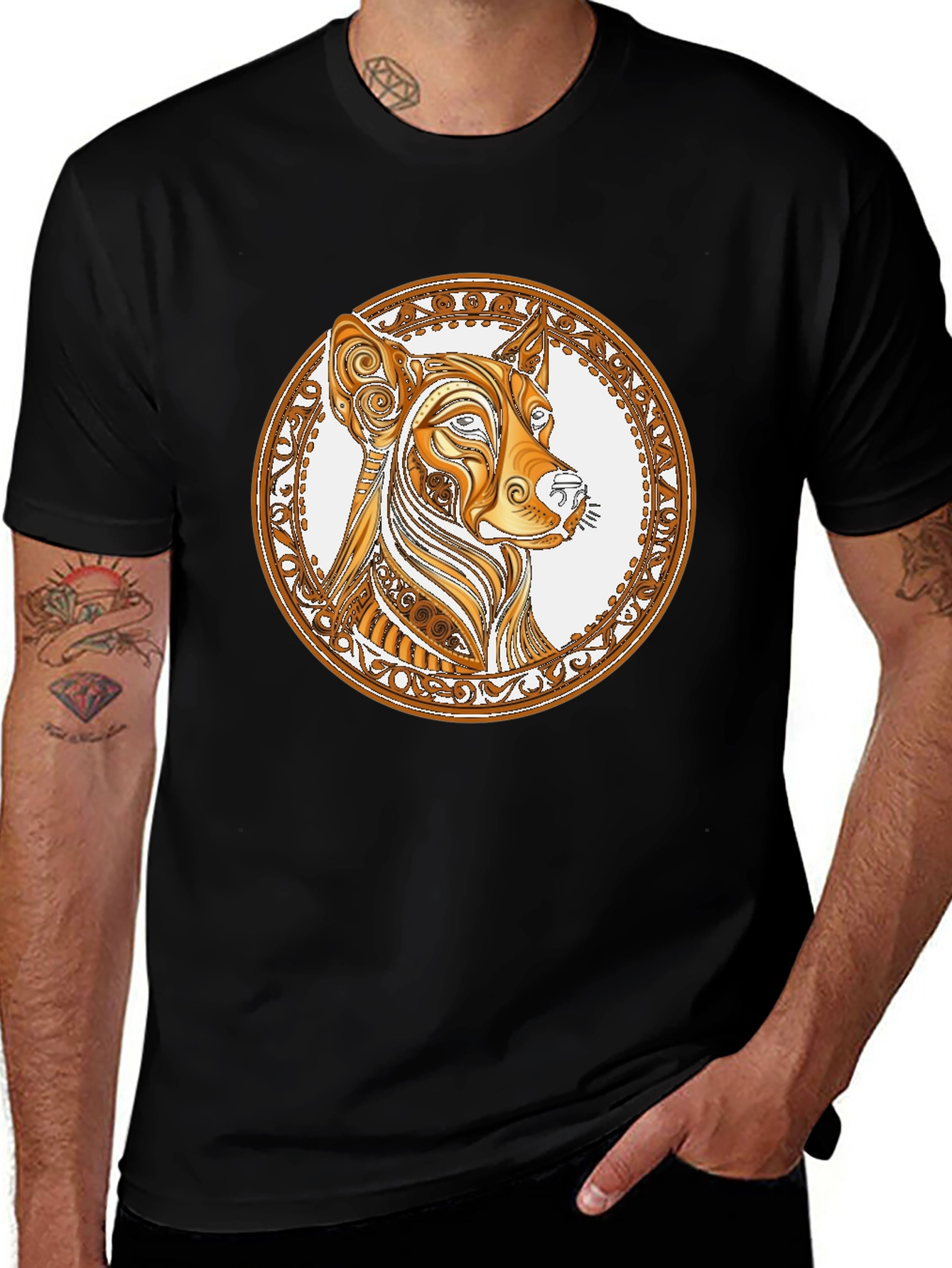 Stylish Black T-Shirt with Dog Graphic