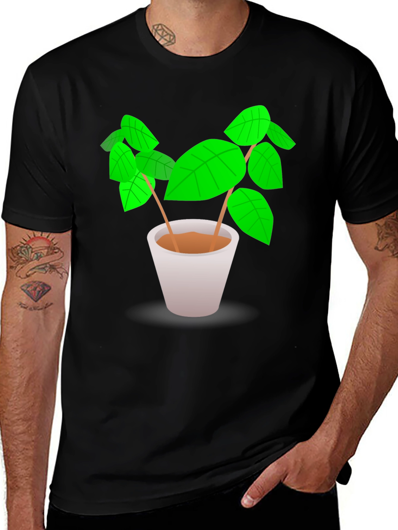 Plant Graphic Tee - Black Cotton Comfort