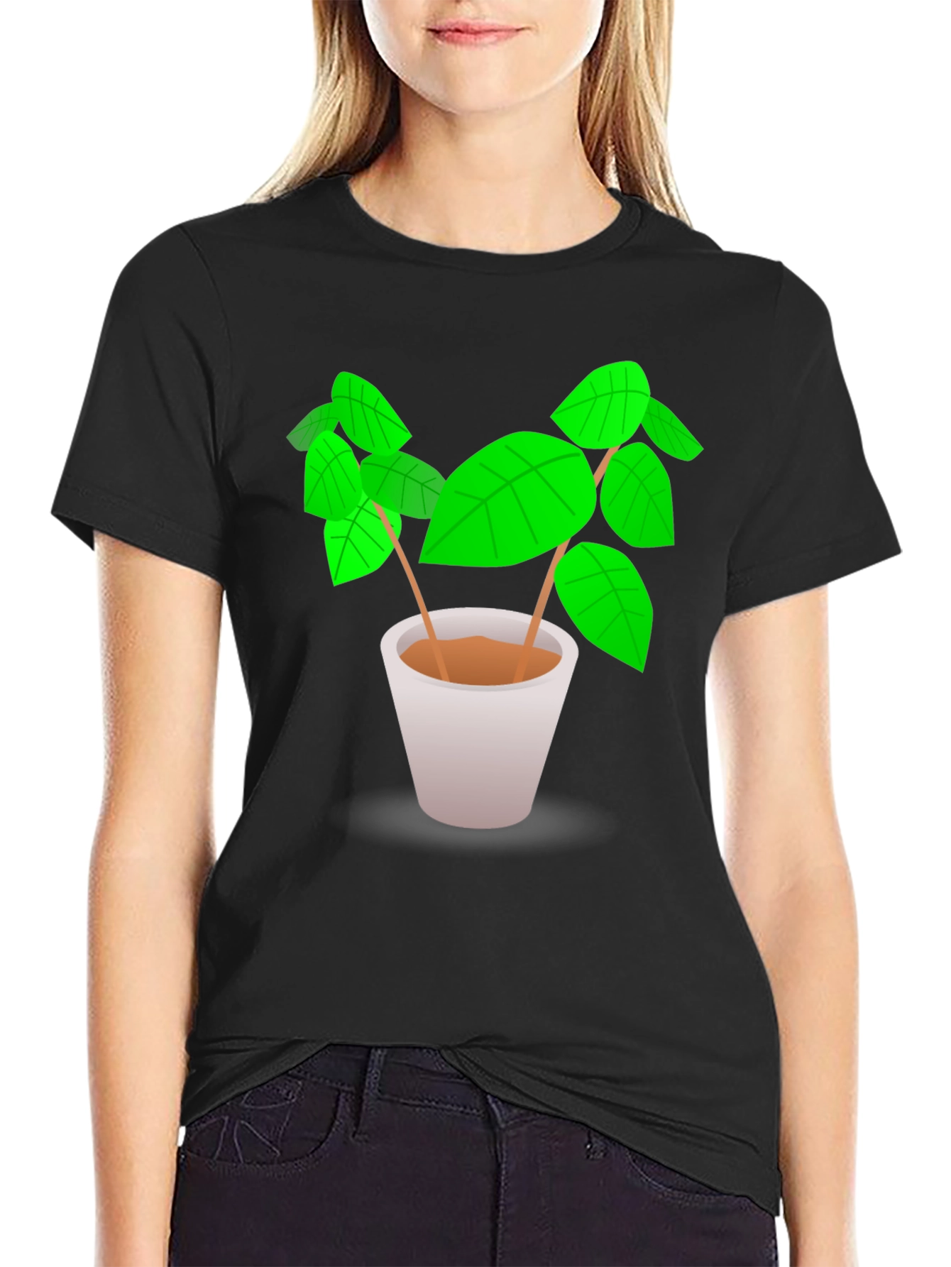 Plant Graphic Tee - Black Cotton Comfort