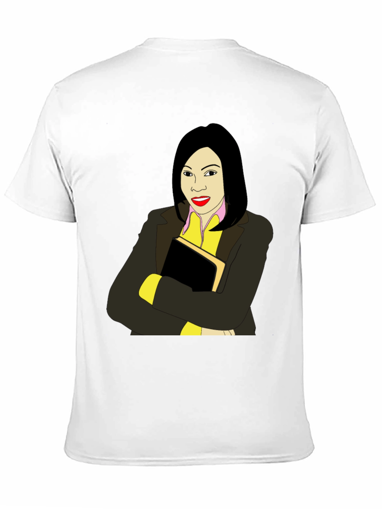 Illustrated Woman on Black T-Shirt