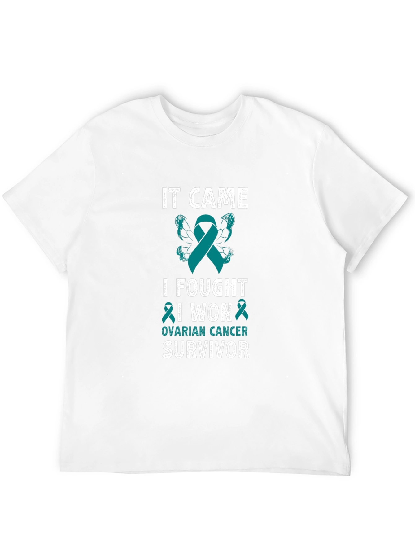 Ovarian Cancer Survivor T-Shirt Teal Ribbon