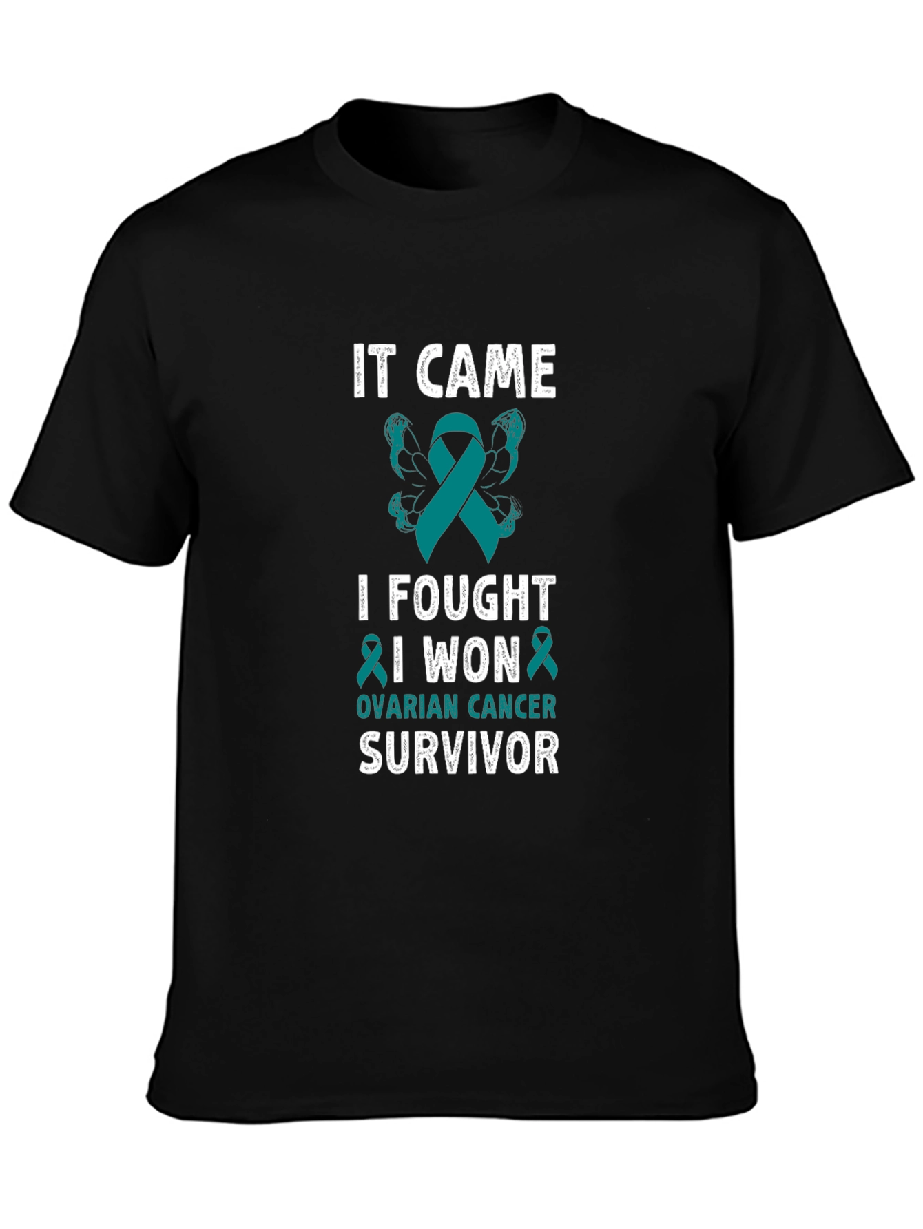 Ovarian Cancer Survivor T-Shirt Teal Ribbon