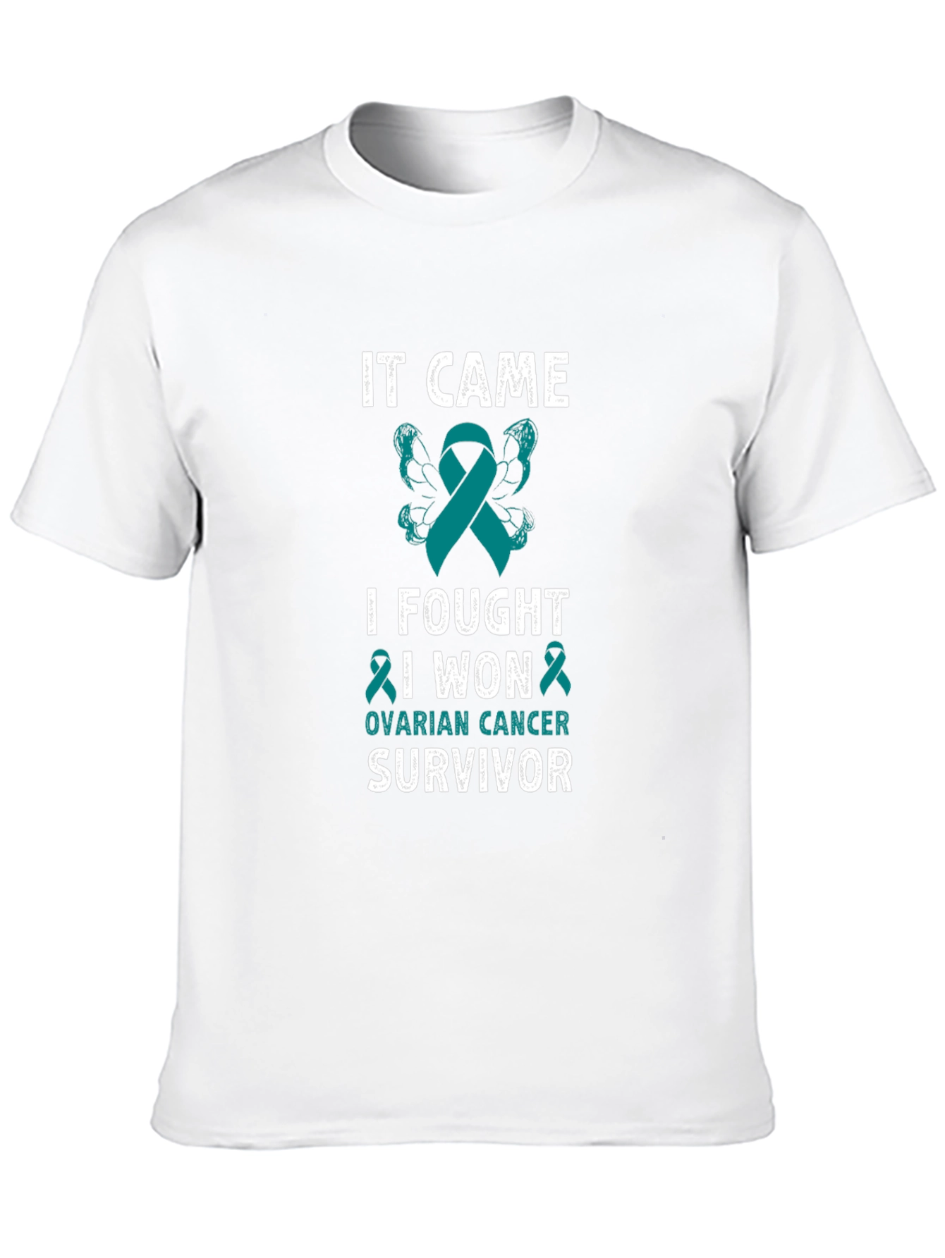 Ovarian Cancer Survivor T-Shirt Teal Ribbon