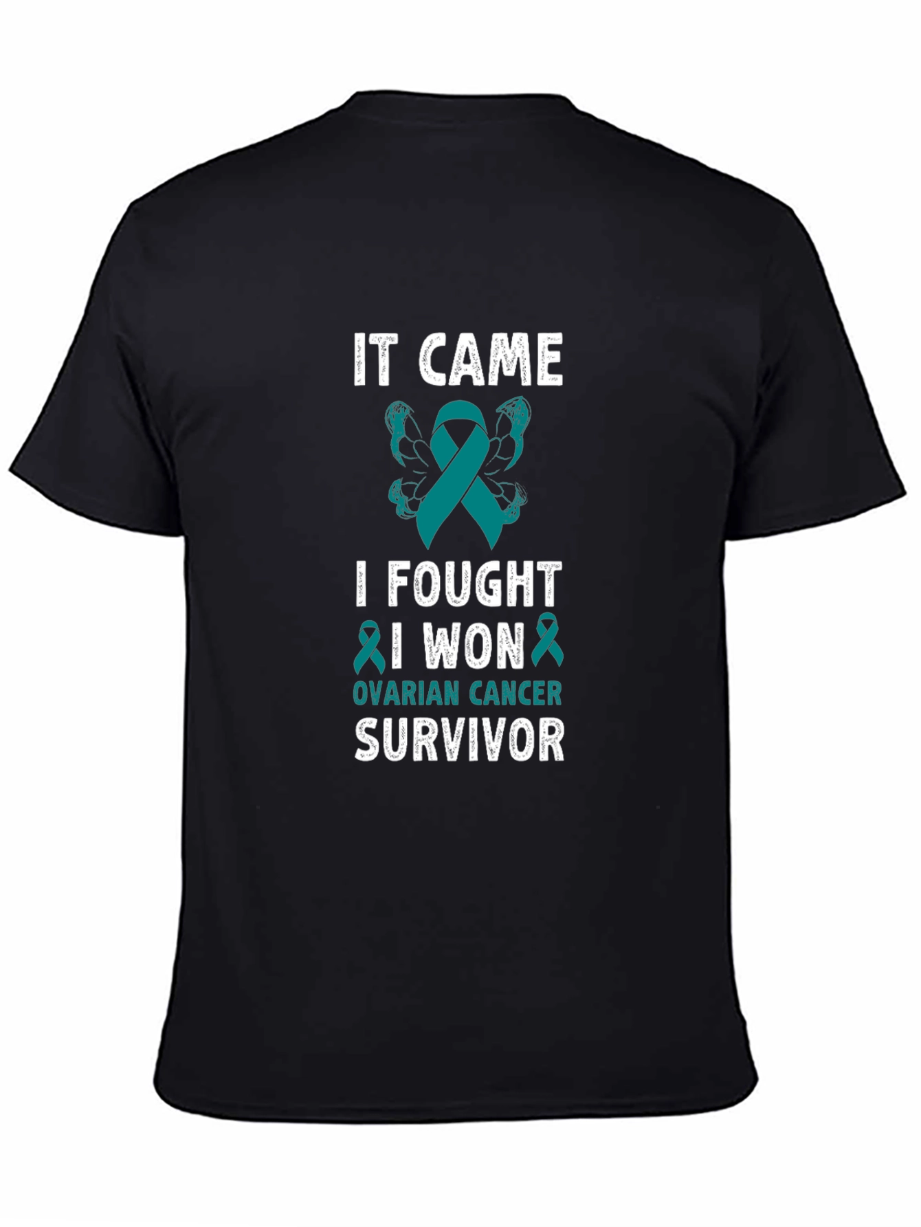 Ovarian Cancer Survivor T-Shirt Teal Ribbon