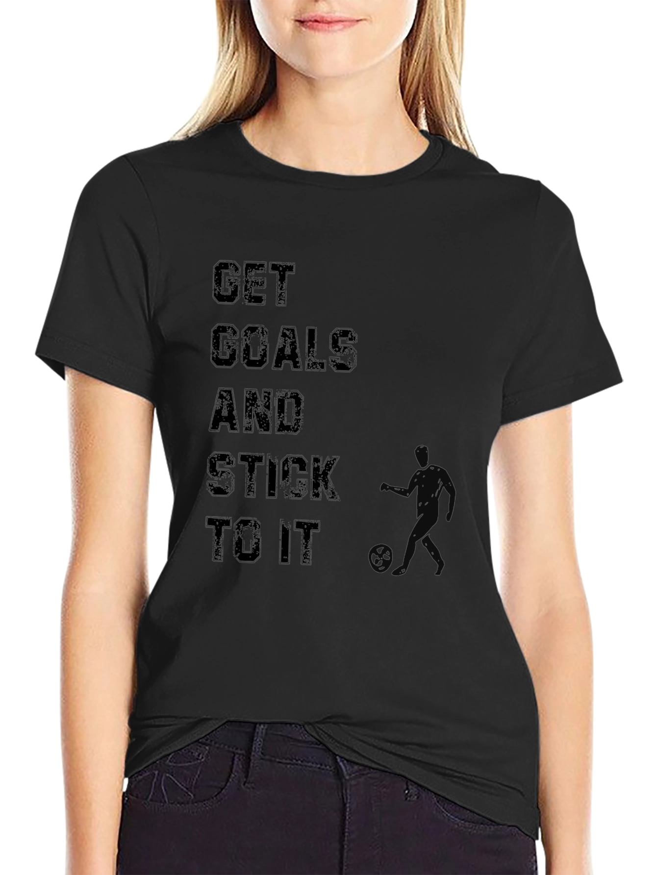 Get Goals and Stick to it Black Graphic Tee