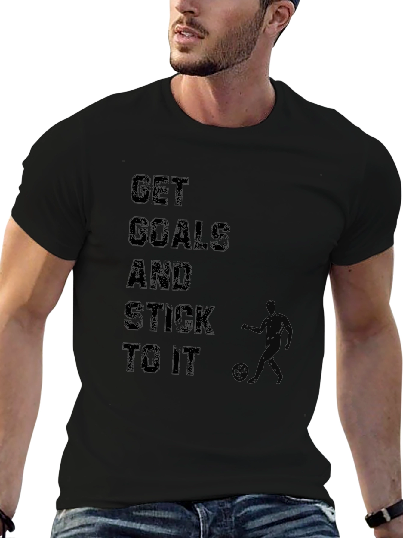 Get Goals and Stick to it Black Graphic Tee