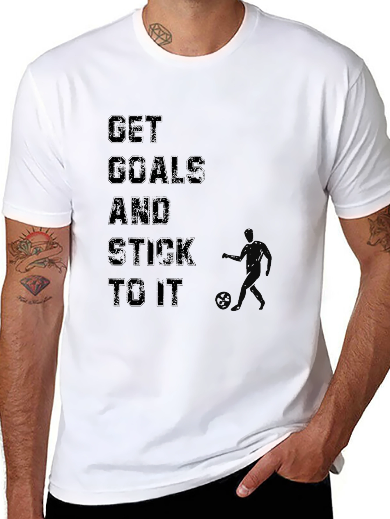 Get Goals and Stick to it Black Graphic Tee