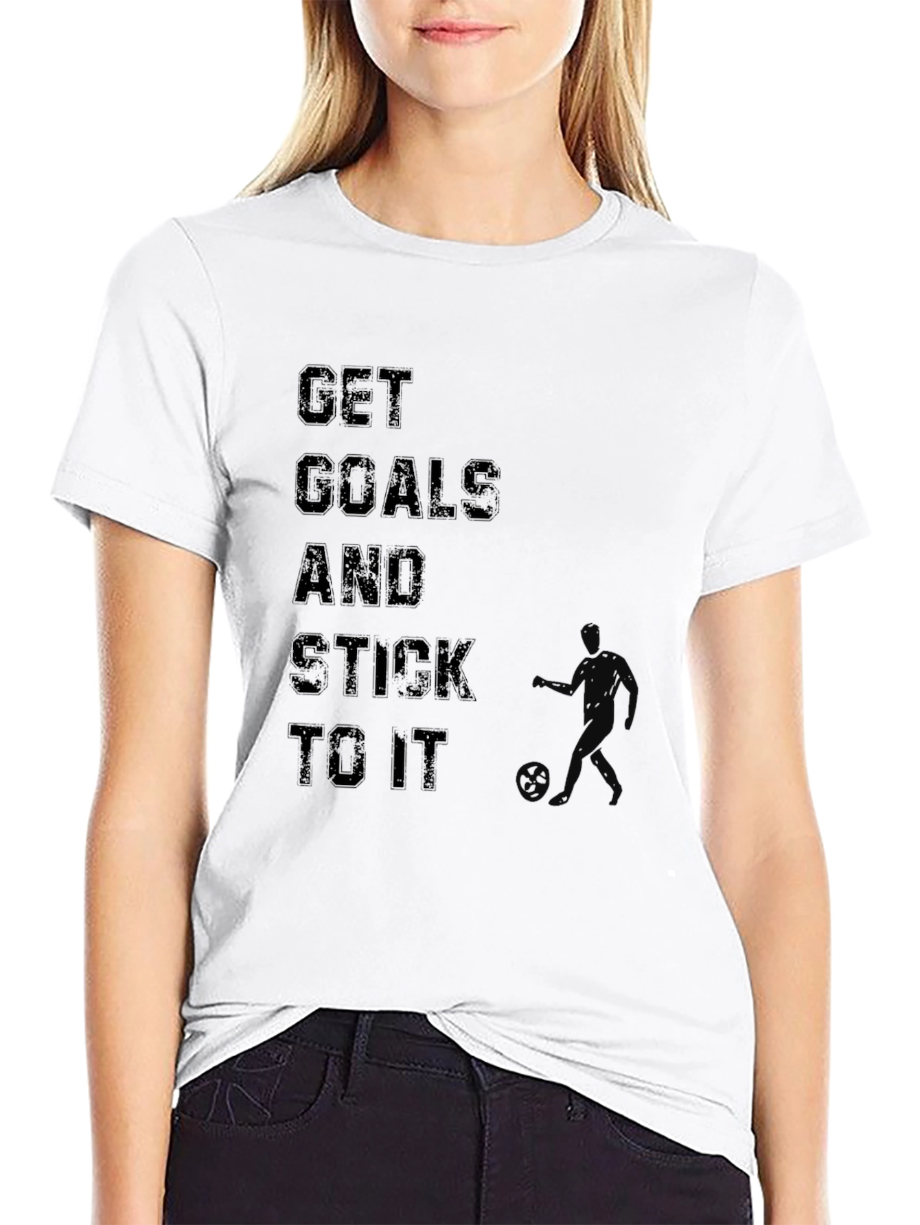 Get Goals and Stick to it Black Graphic Tee