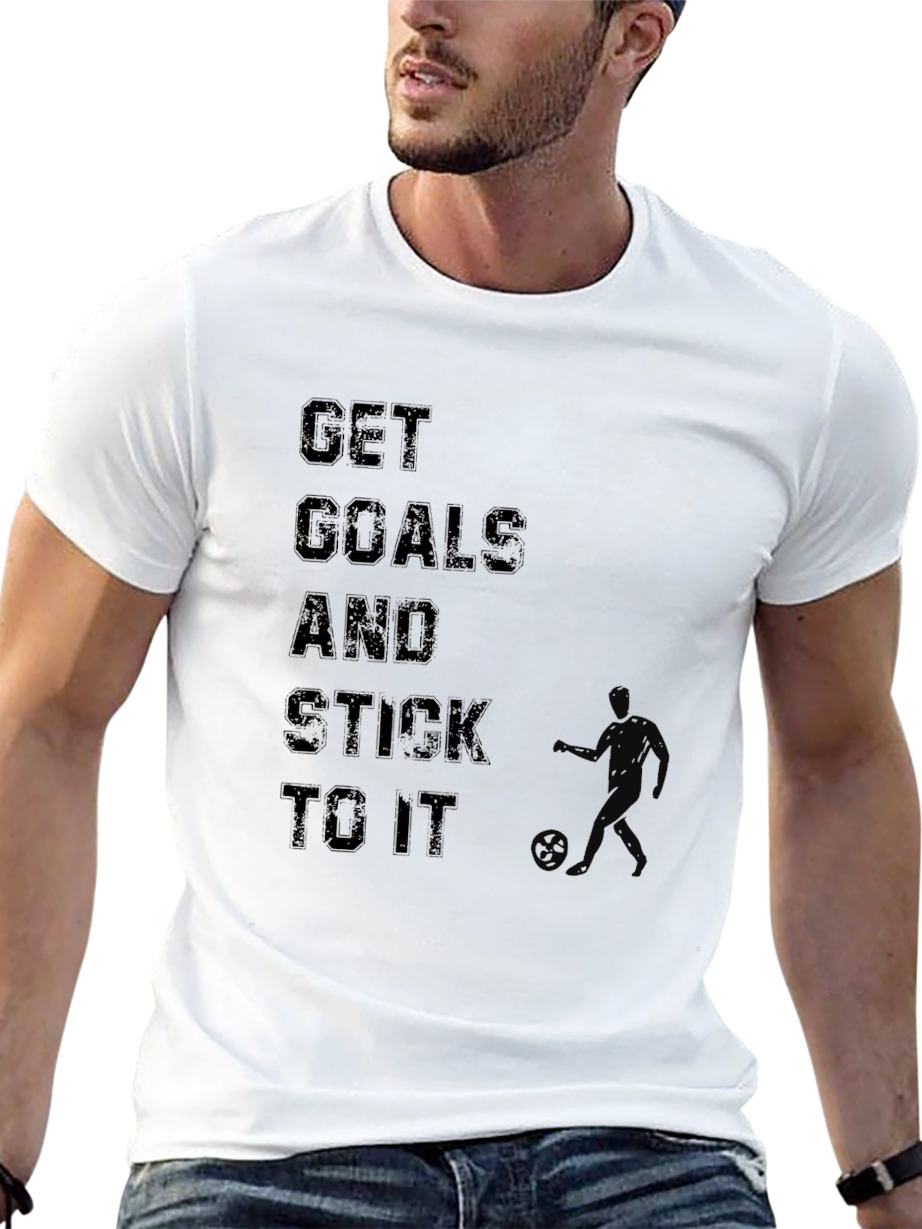 Get Goals and Stick to it Black Graphic Tee