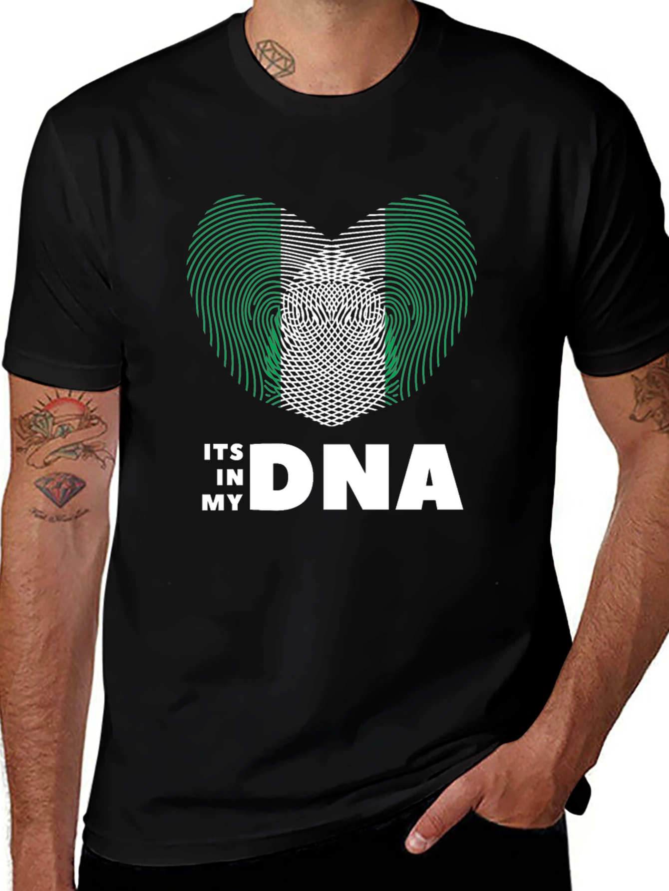 Nigeria Flag Heart DNA T-Shirt - Patriotic Pride