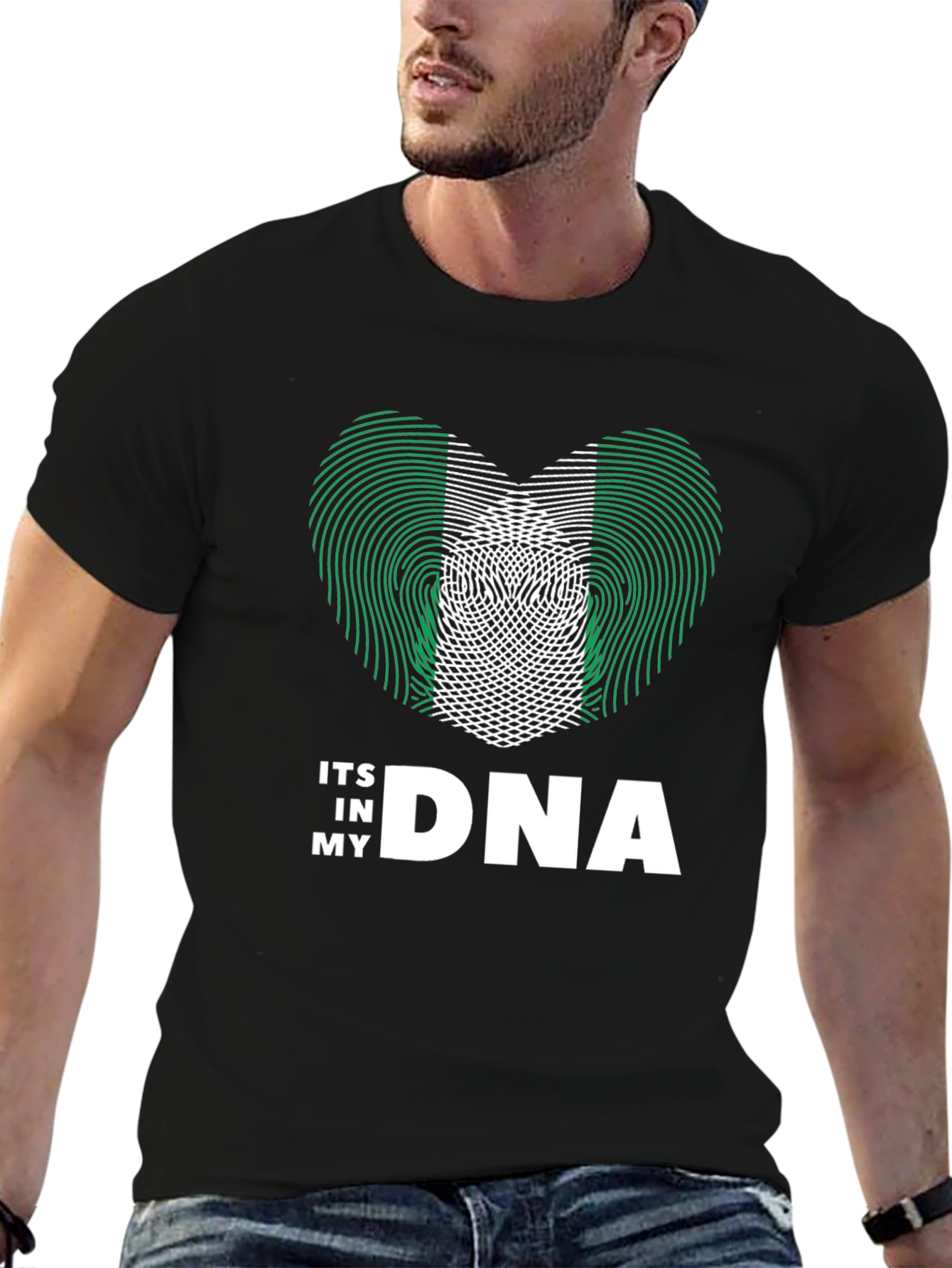 Nigeria Flag Heart DNA T-Shirt - Patriotic Pride