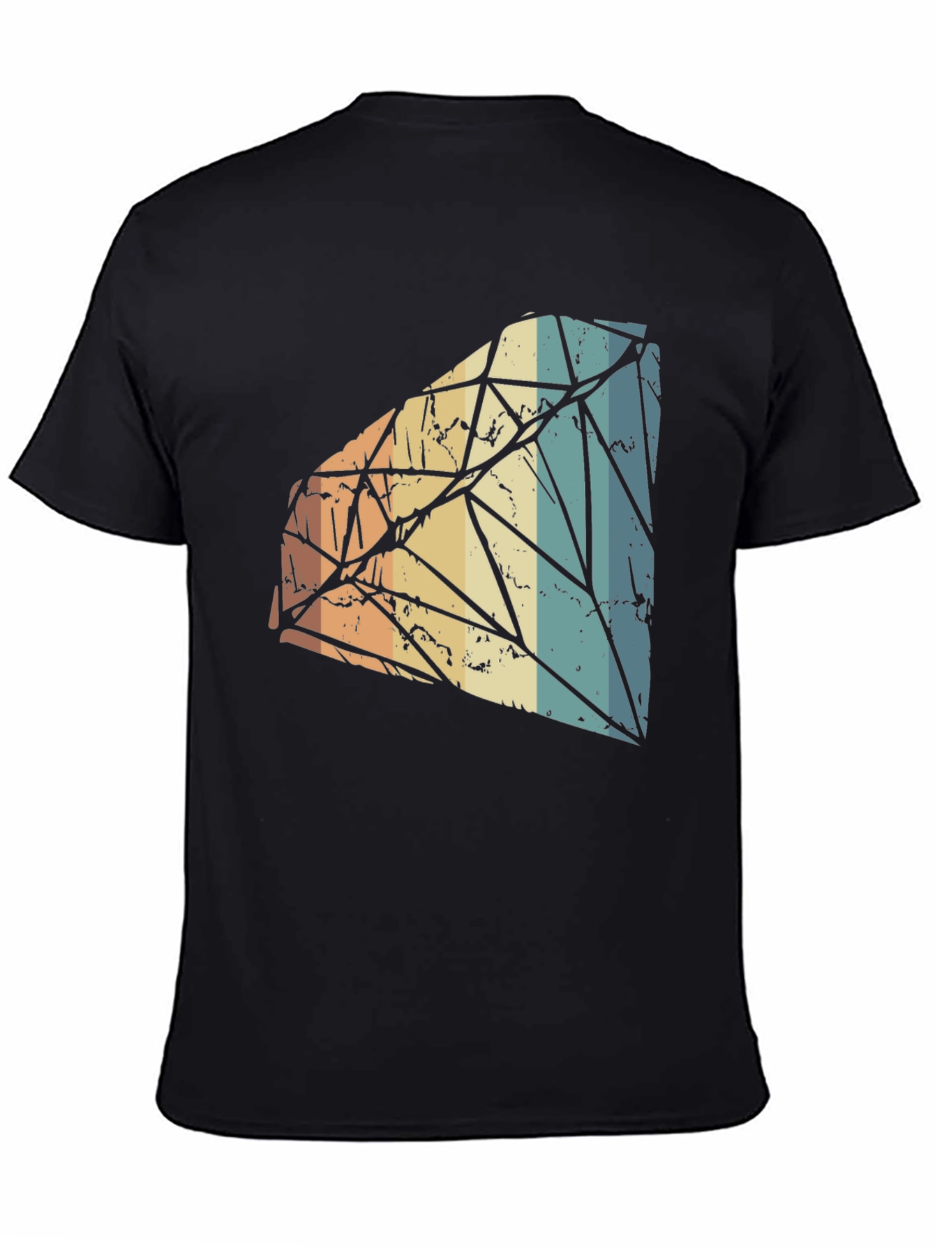 Retro Diamond Graphic Tee - Black Cotton Blend T-Shirt
