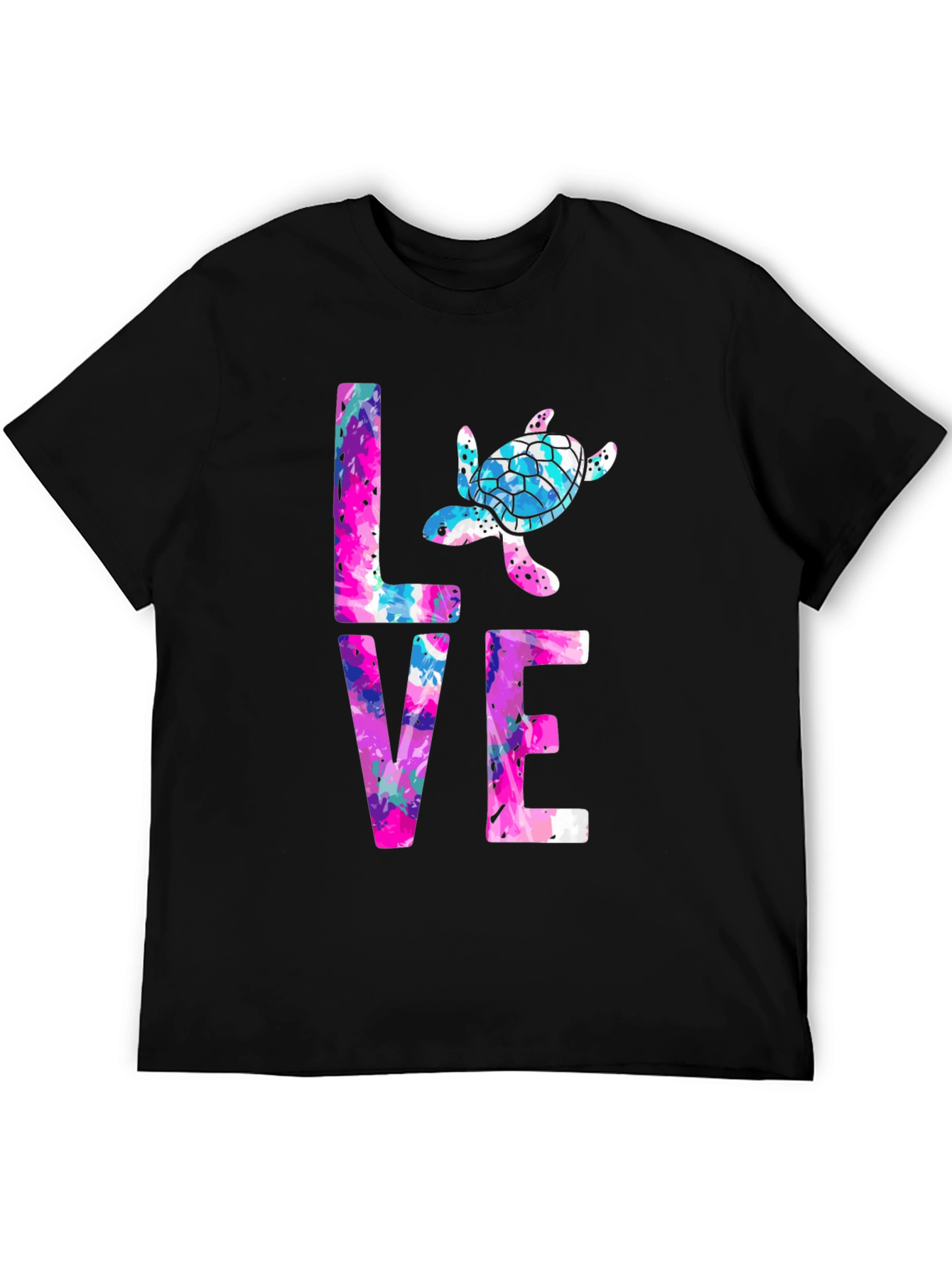 Turtle Love Graphic Tee - Black Cotton Blend