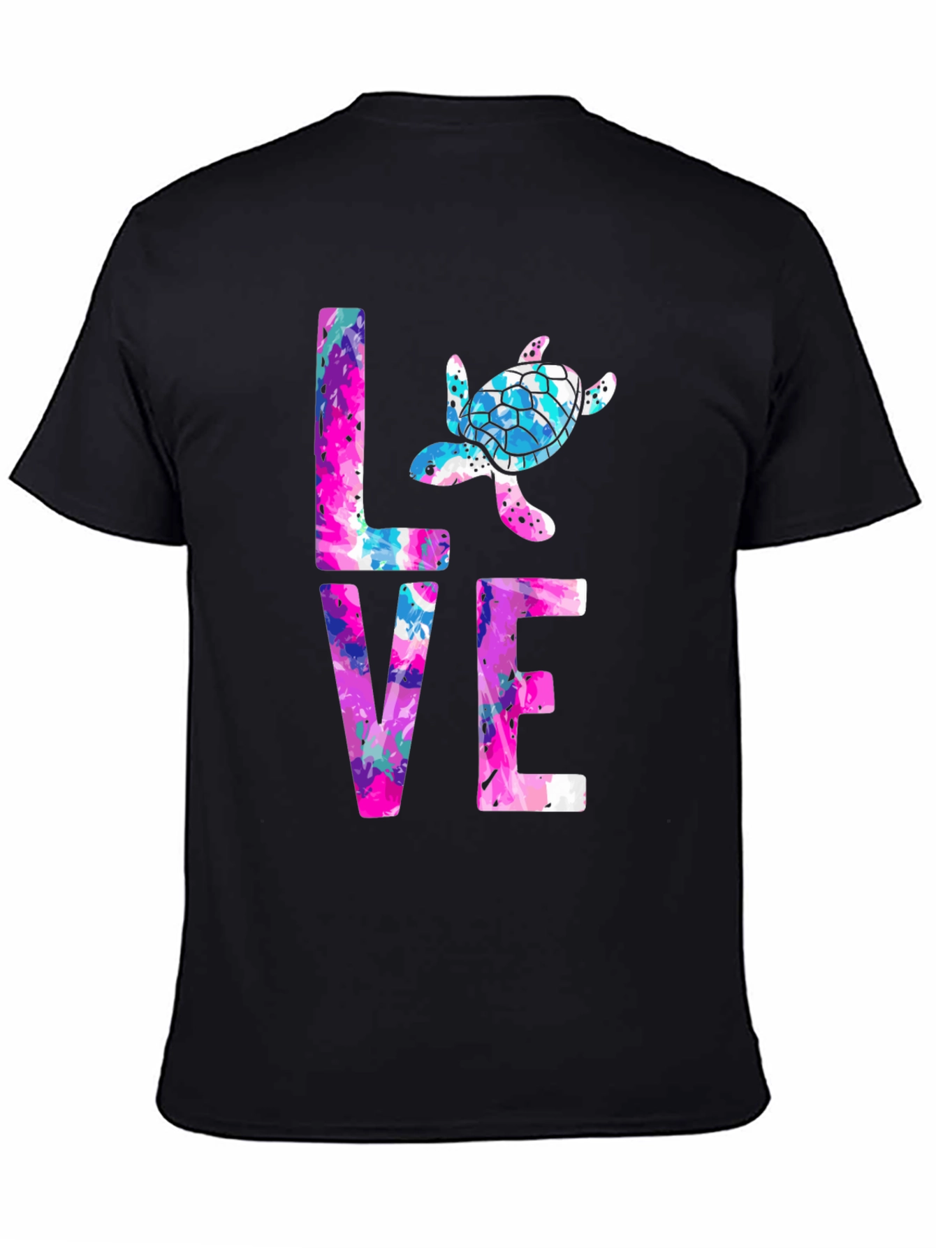 Turtle Love Graphic Tee - Black Cotton Blend
