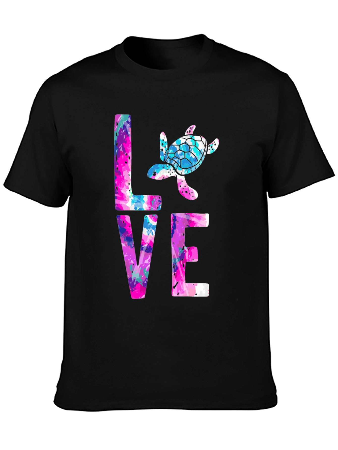 Turtle Love Graphic Tee - Black Cotton Blend