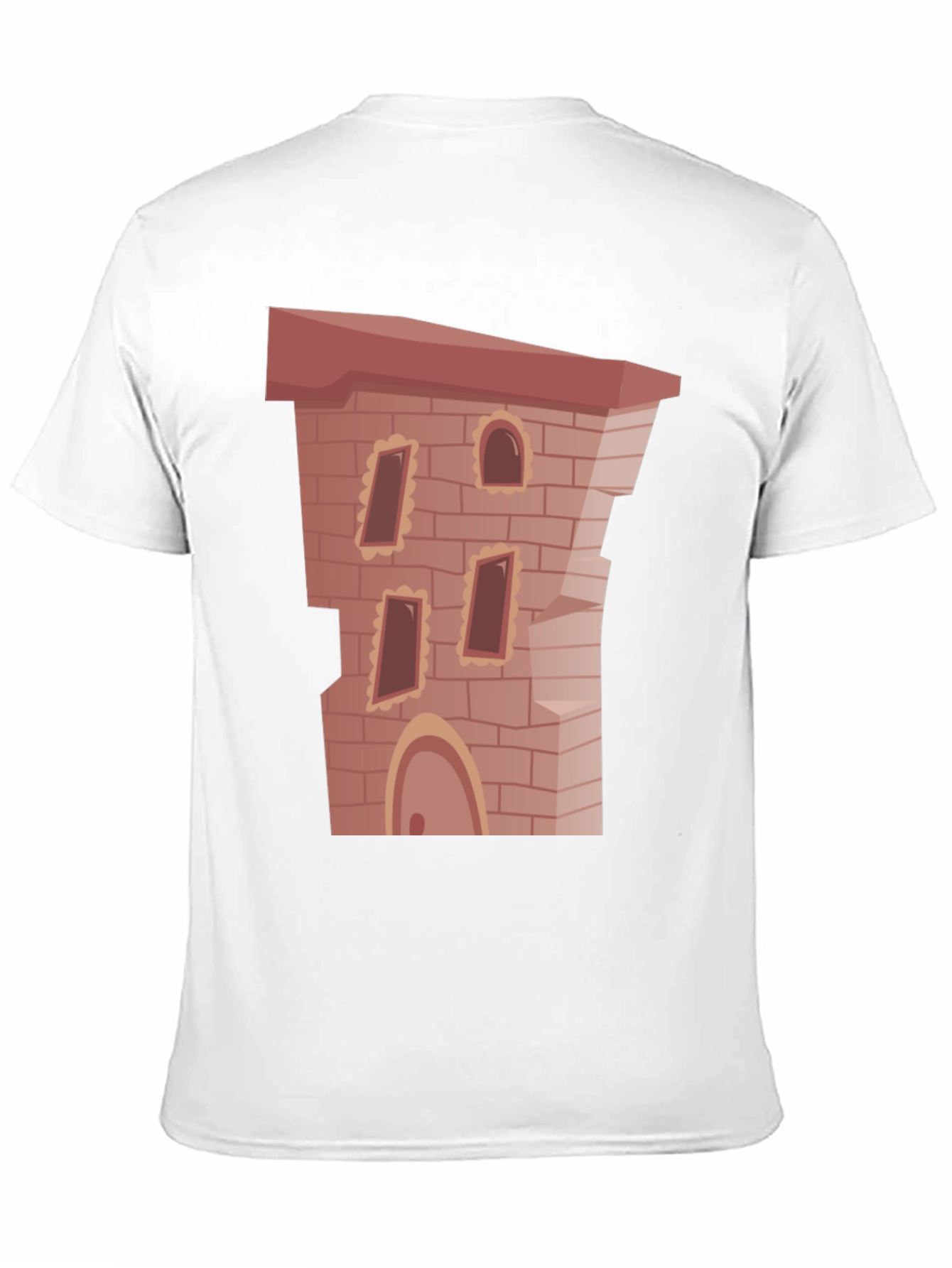 Cartoon Castle Brick Building Graphic T-Shirt