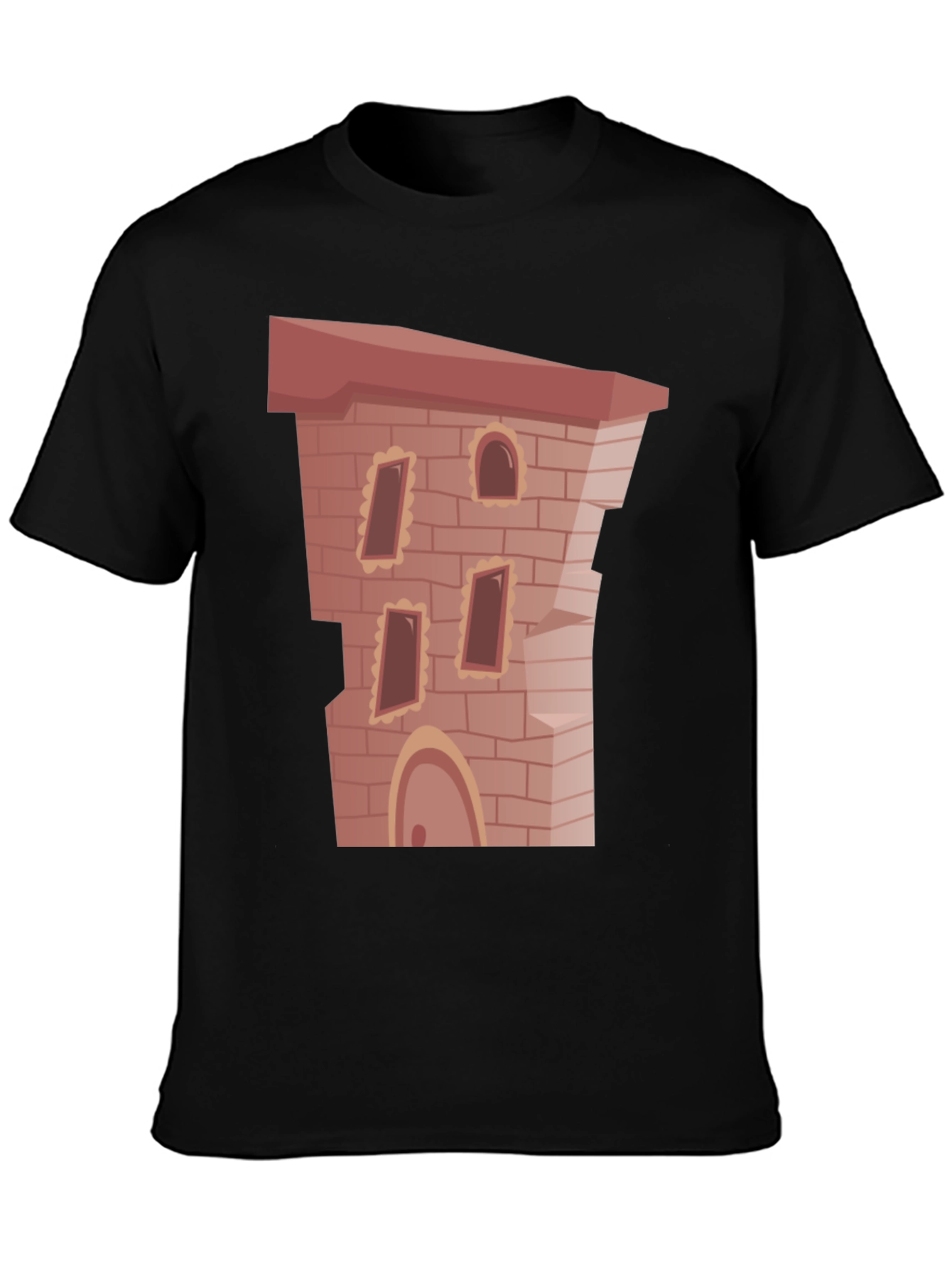 Cartoon Castle Brick Building Graphic T-Shirt